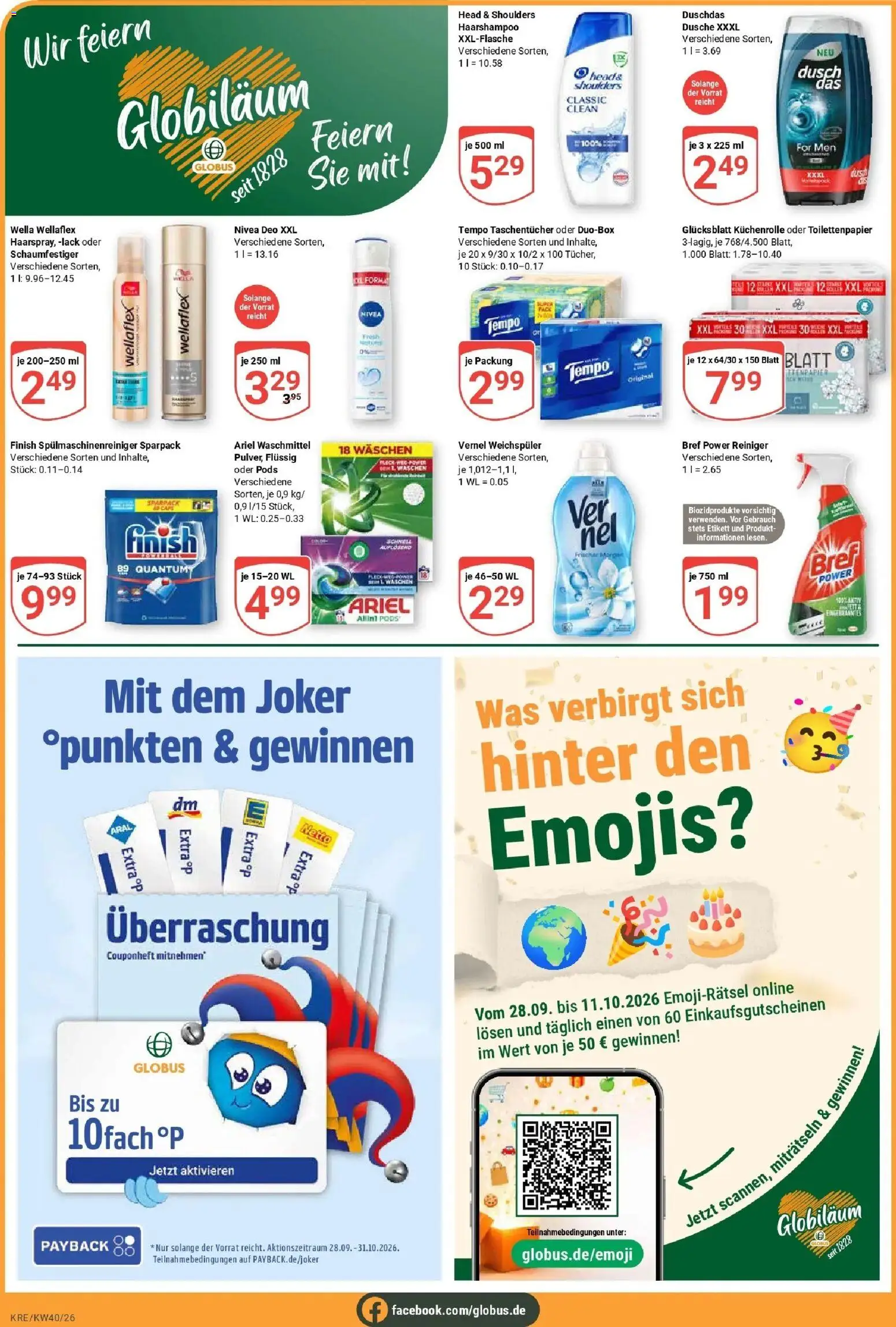 Globus Prospekt Krefeld (ab 28.09.2026) » Angebote online | Seite: 4 | Produkte: Taschentücher, Dusche, Head & shoulders, Tempo
