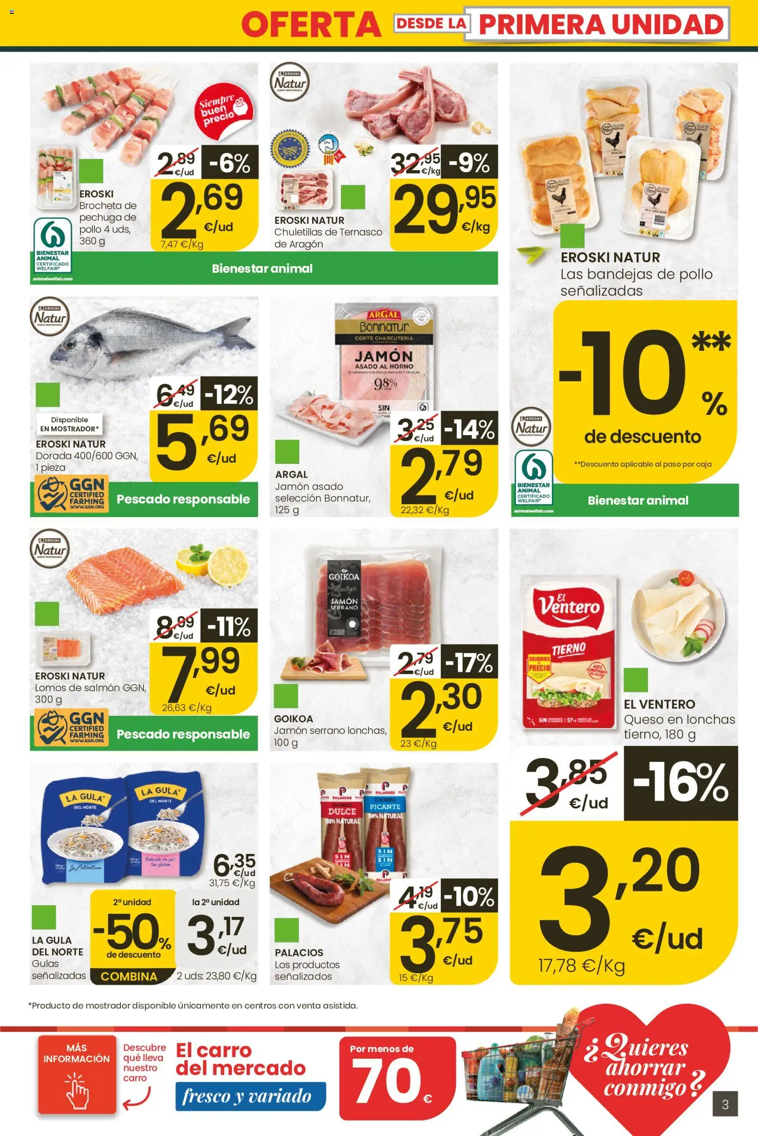Eroski Quieres ahorrar conmigo │ válido desde el 14.05.2026 | Página: 3 | Productos: Queso, Jamón, Pescado, Caja