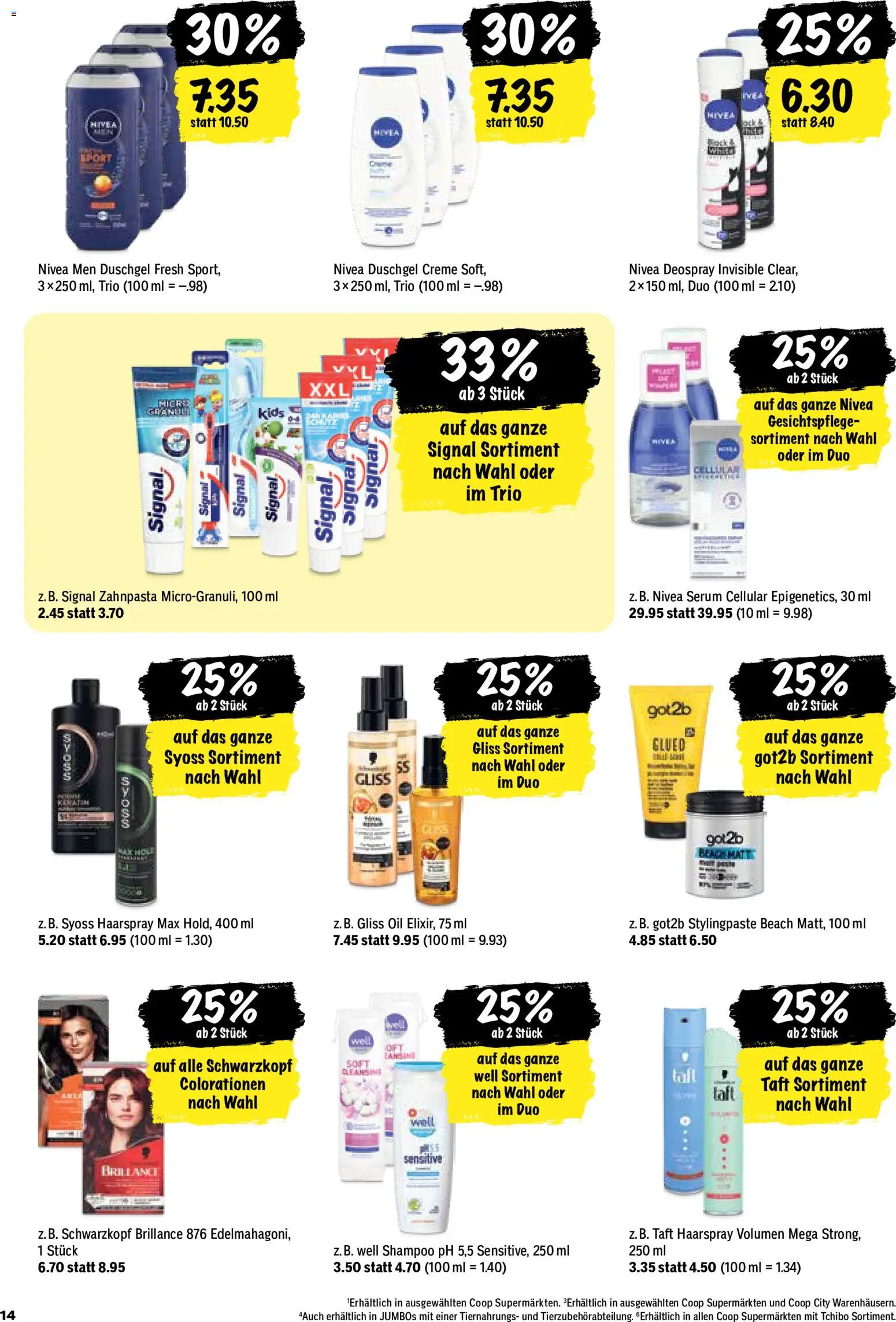 Coop aktionen – gültig ab 27.08.2026 | Seite: 14 | Produkte: Haarspray, Shower Gel, Deospray, Creme