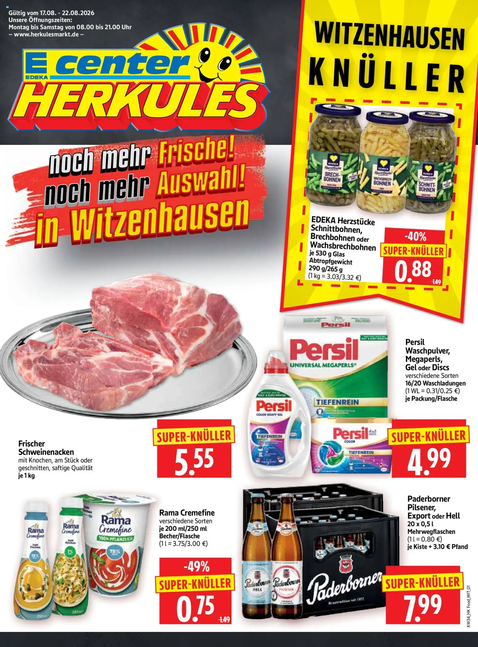 HERKULES Prospekt – gültig ab 17.08.2026 | Seite: 1 | Produkte: Rama, Schweinenacken, Uhr, Persil