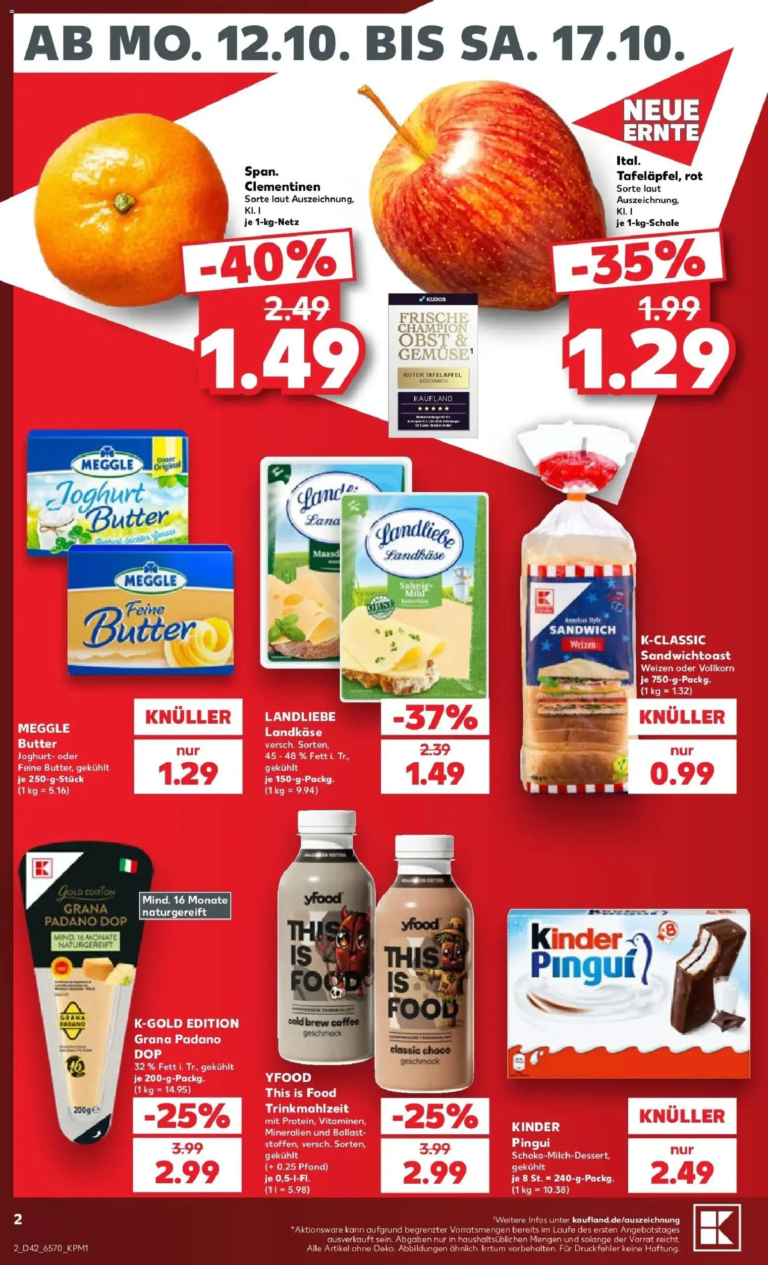 Prospekt Kaufland ab 12.10.2026 » Angebote Online zum Blättern | Seite: 6 | Produkte: Grana Padano, Butter, YFood, Obst