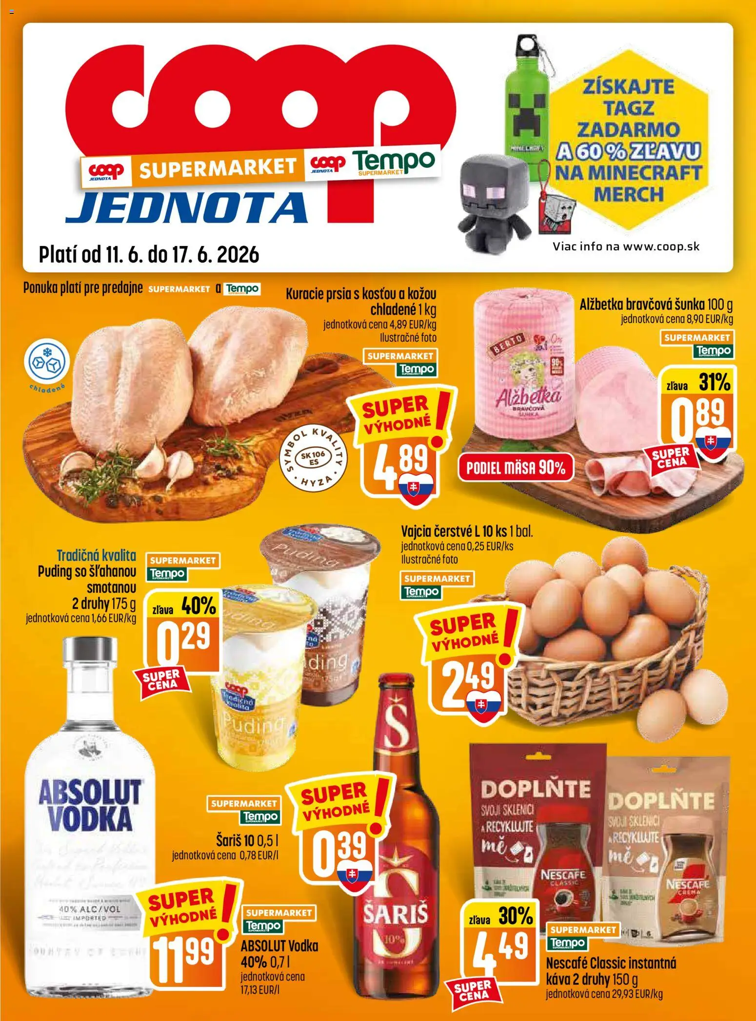 Nové COOP Jednota akcie – leták je platný od 11.06.2026 | Strana: 17 | Produkty: Vajcia, Vodka, Absolut vodka, Nescafé Classic