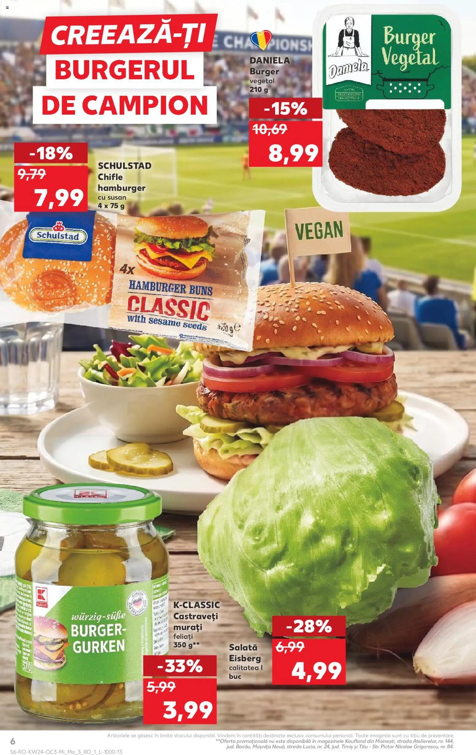 Noul catalog Kaufland – valabil de la 10.06.2026 | Pagină: 6 | Produse: Castraveți, Burger, Salată