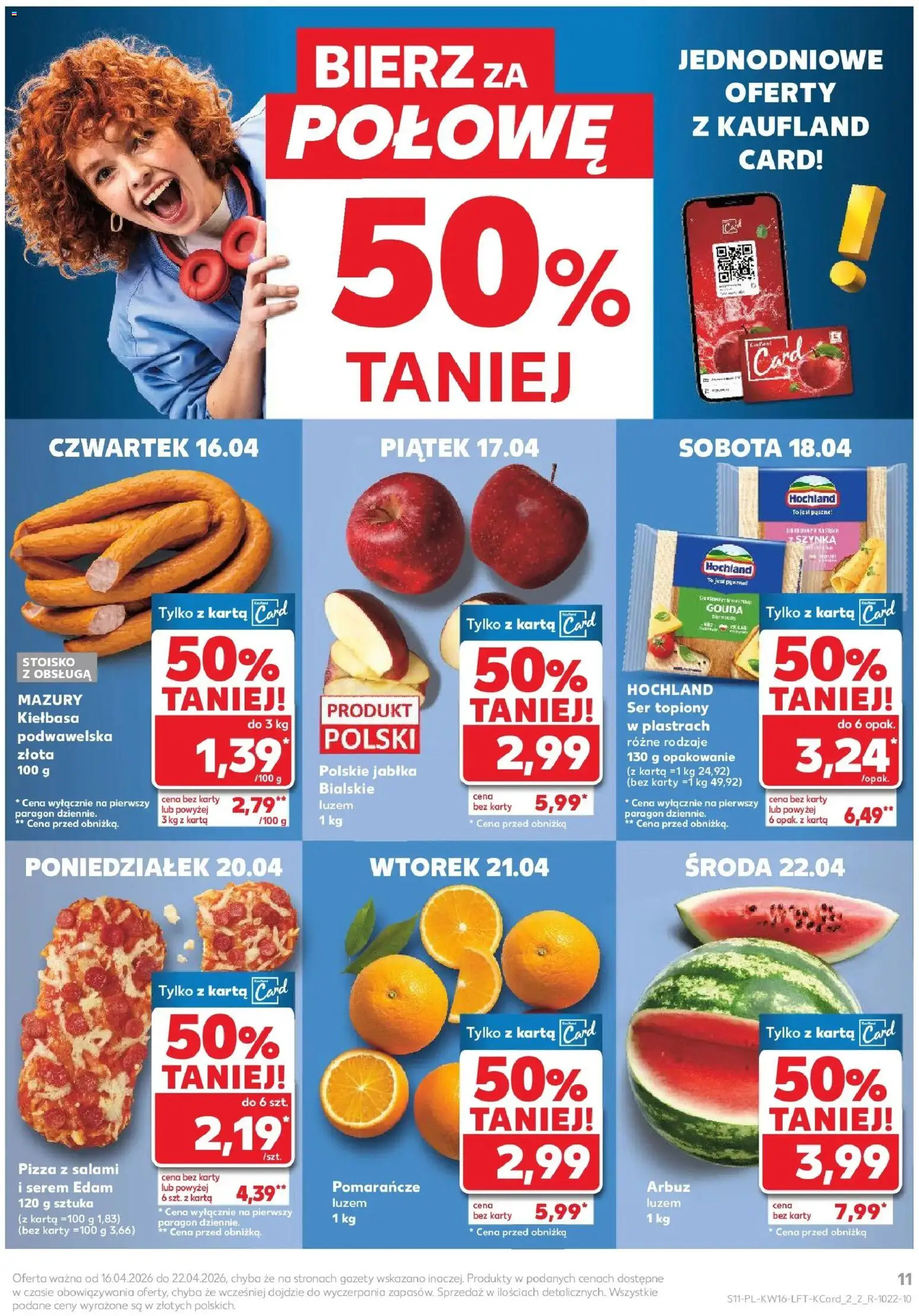 Kaufland gazetka od 16.04.2026 | Strona: 11 | Produkty: Karta, Arbuz, Ser topiony, Jabłka