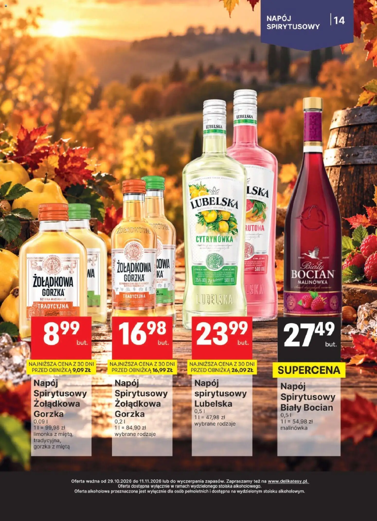 Delikatesy Centrum gazetka - DeliBarek od 29.10.2026 | Strona: 14 | Produkty: Limonka, Mięta, Biały Bocian
