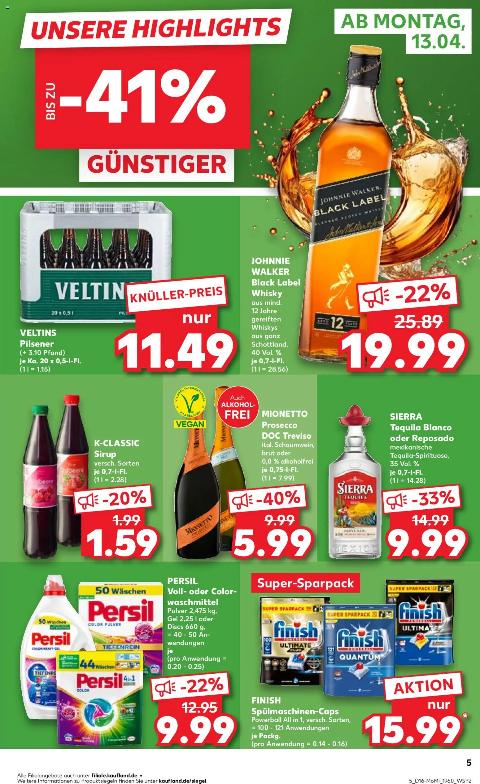 Kaufland Prospekt – gültig ab 13.04.2026 | Seite: 5 | Produkte: Waschmittel, Veltins, Persil, Johnnie walker