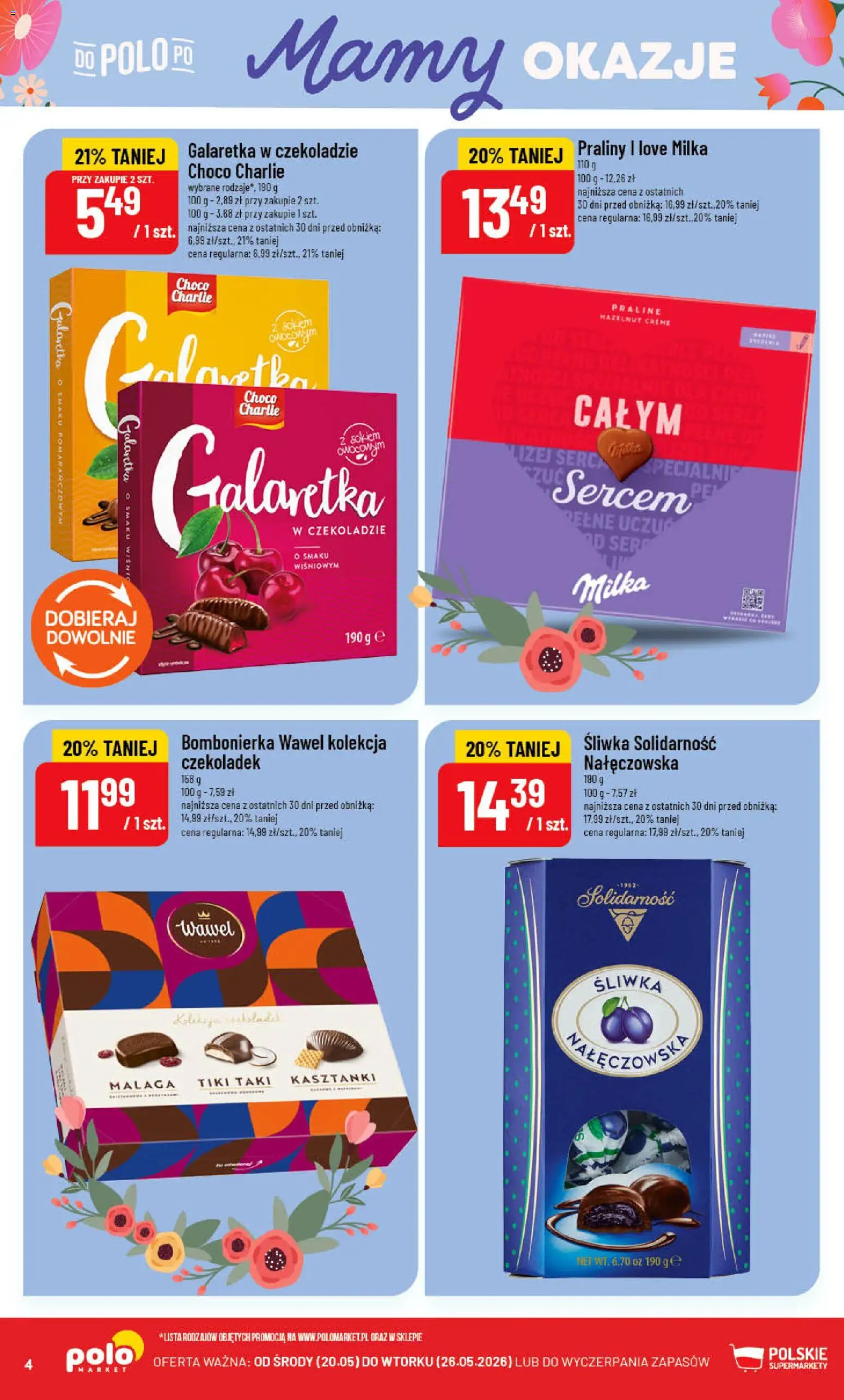 POLOmarket gazetka od 20.05.2026 | Strona: 4 | Produkty: Galaretka, Śliwka nałęczowska, Bombonierka, Milka
