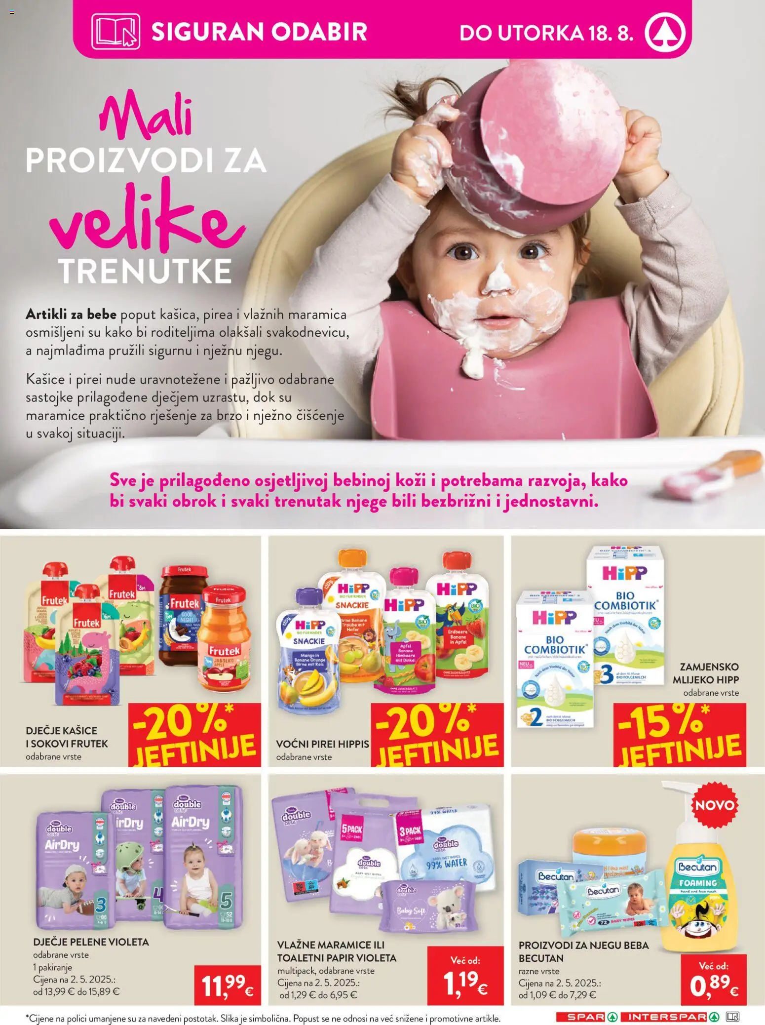Interspar katalog | vrijedi od 12.08.2026 | Stranica: 28 | Proizvodi: Pelene, Mlijeko, Banane, Violeta