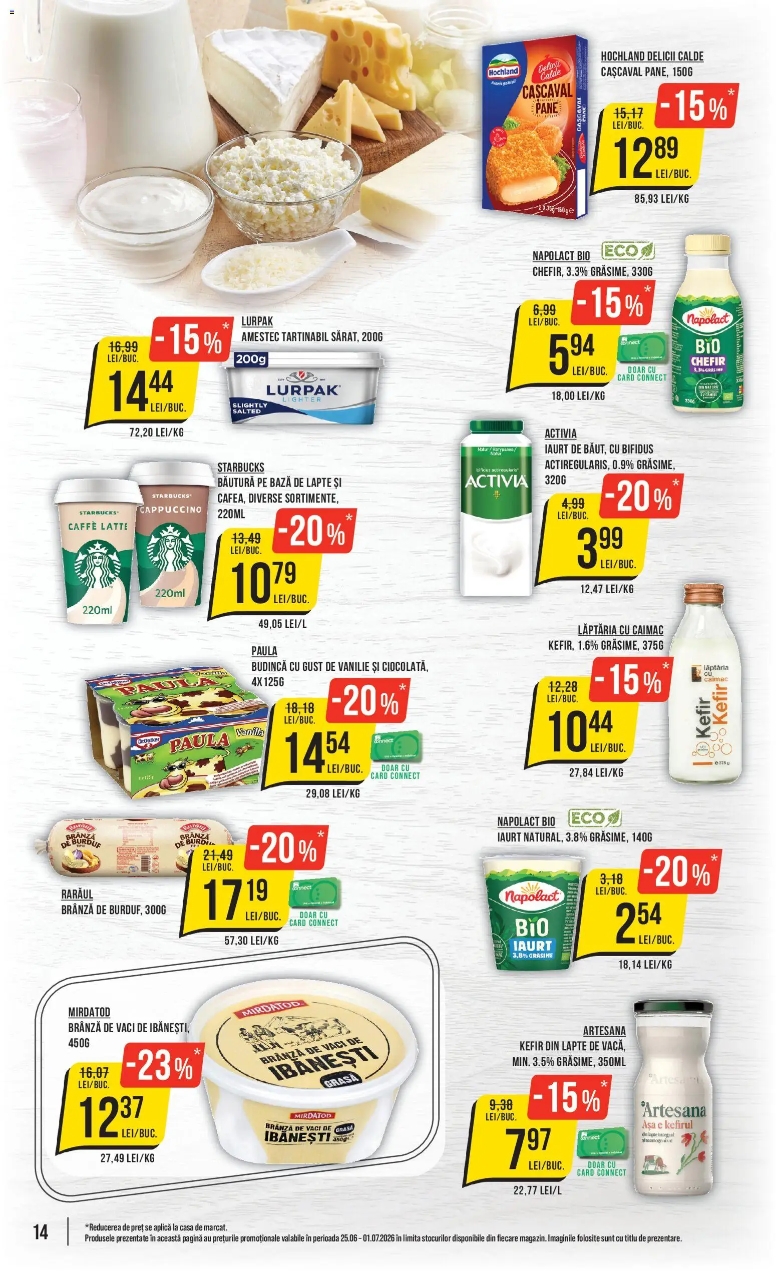 Noul catalog Mega Image – valabil de la 25.06.2026 | Pagină: 14 | Produse: Kalem ucu, Lapte, Iaurt, Kefir