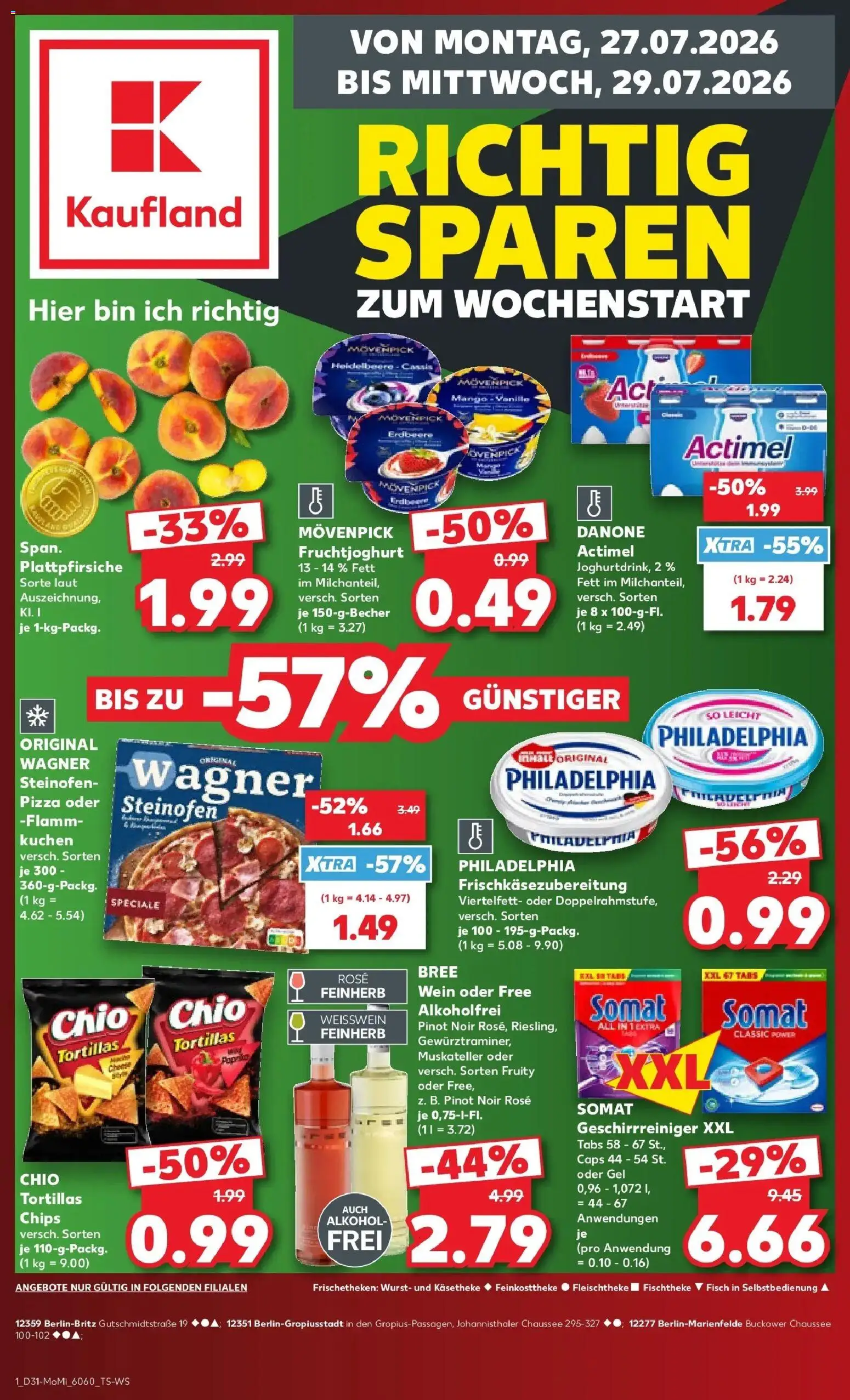Kaufland Prospekt Berlin – gültig ab 27.07.2026 | Seite: 1 | Produkte: Philadelphia, Bree, Mango, Kuchen