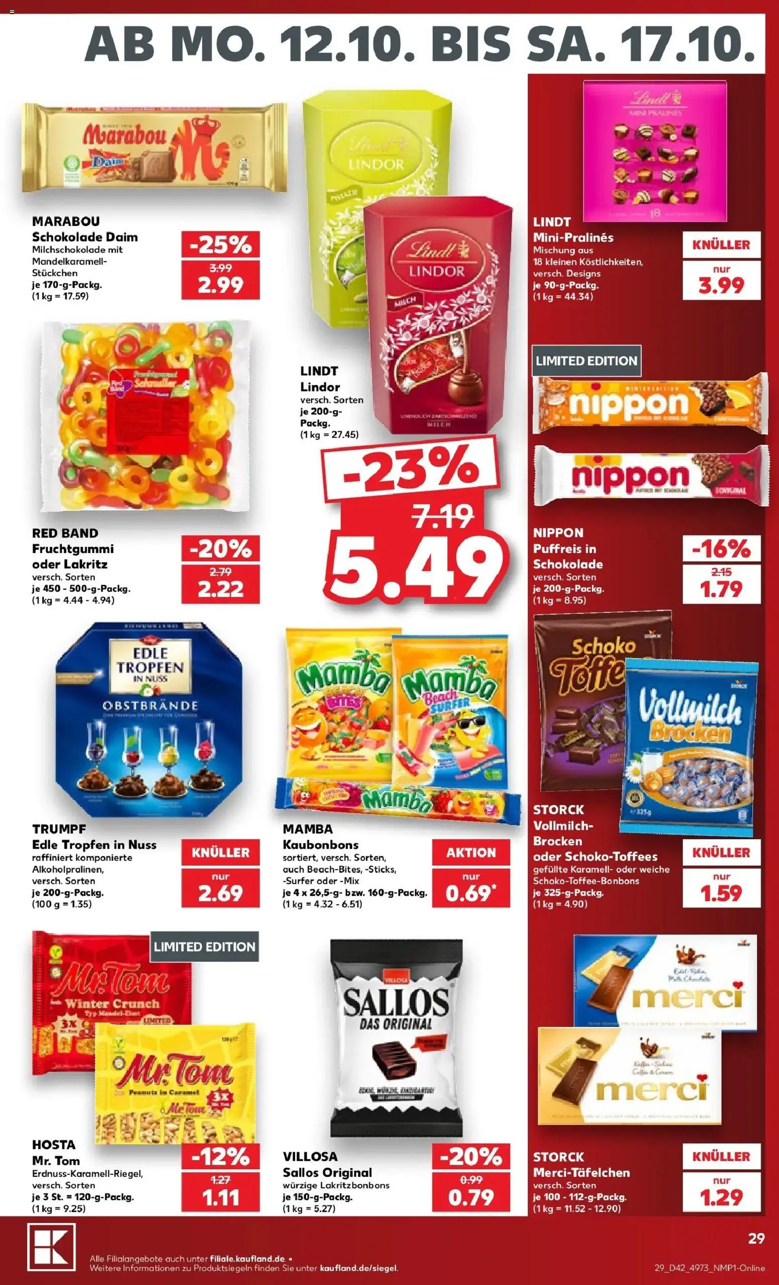 Prospekt Kaufland ab 12.10.2026 » Angebote Online zum Blättern | Seite: 33 | Produkte: Merci, Schokolade, Lindor, Lindt