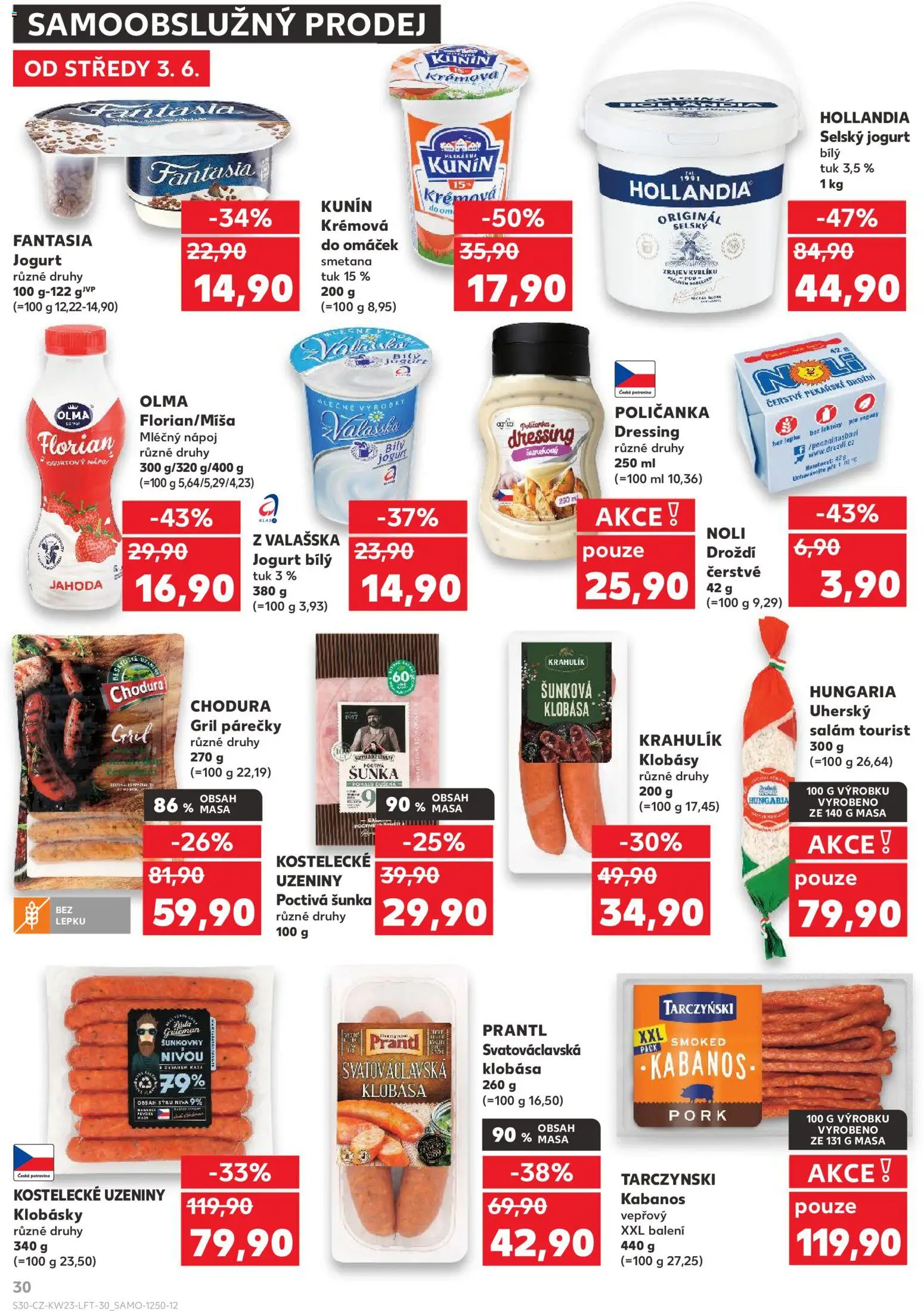 Kaufland leták - Brno od 03.06.2026 | Strana: 30 | Produkty: Salám, Šunka, Smetana, Hollandia