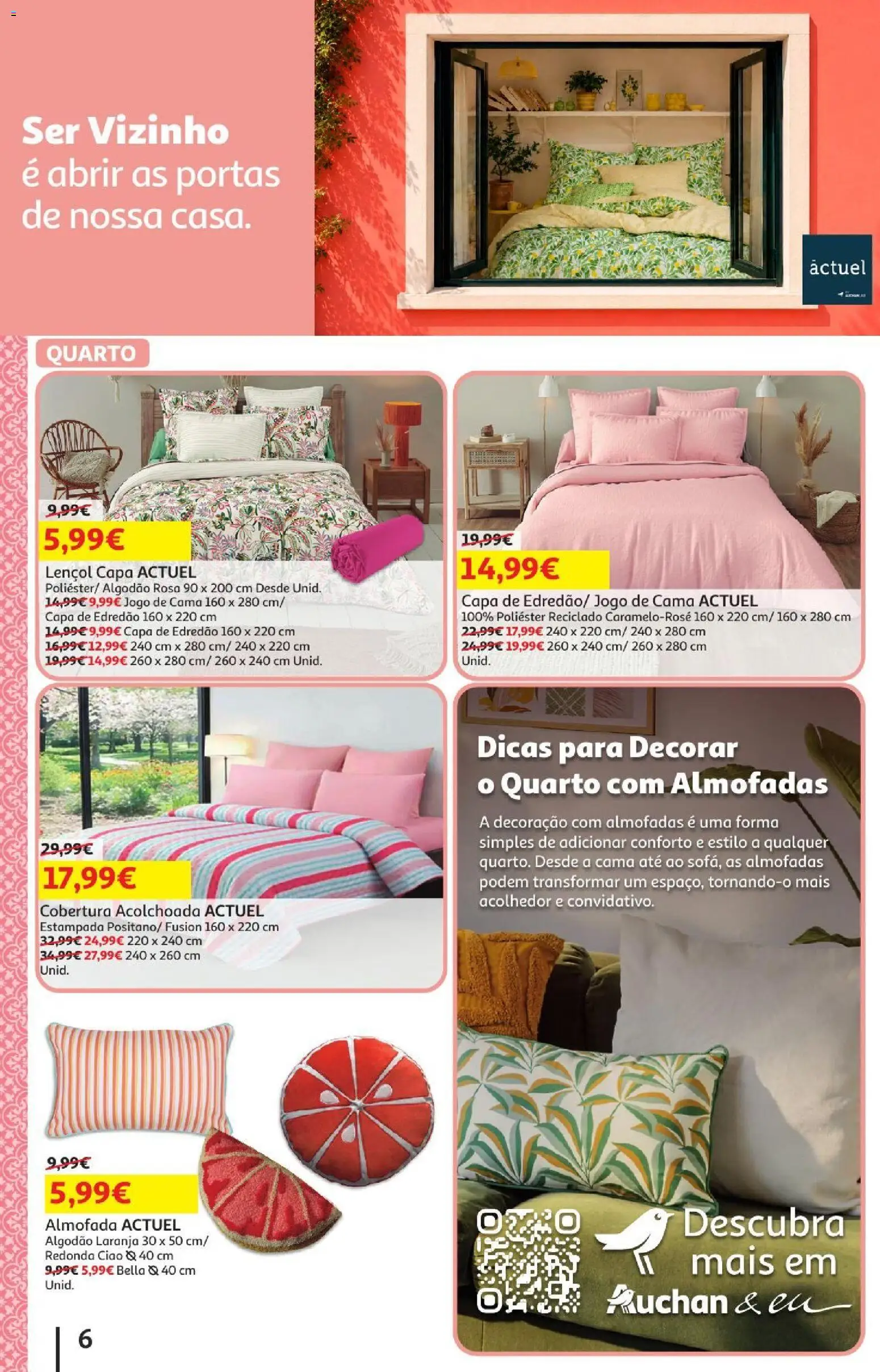 Auchan - Férias de Verão  Casa Verão │ válido de 22/07/2026 | Página: 6 | Produtos: Algodão, Cama, Lençol, Almofada