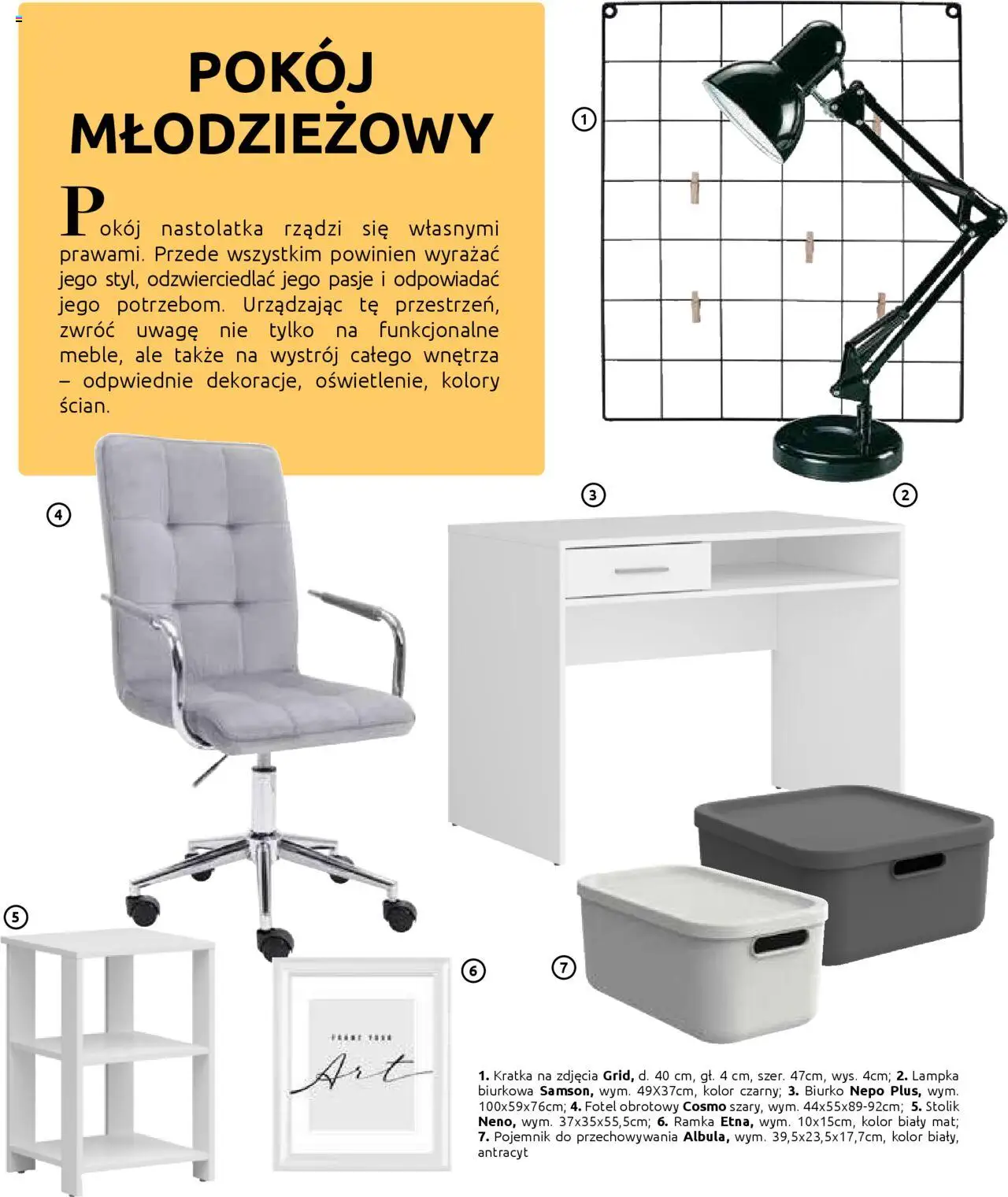 Black Red White Gazetka - Katalog rodzinnych wnętrz od 24.05.2024 | Strona: 102 | Produkty: Fotel, Biurko, Lampka biurkowa, Ramka
