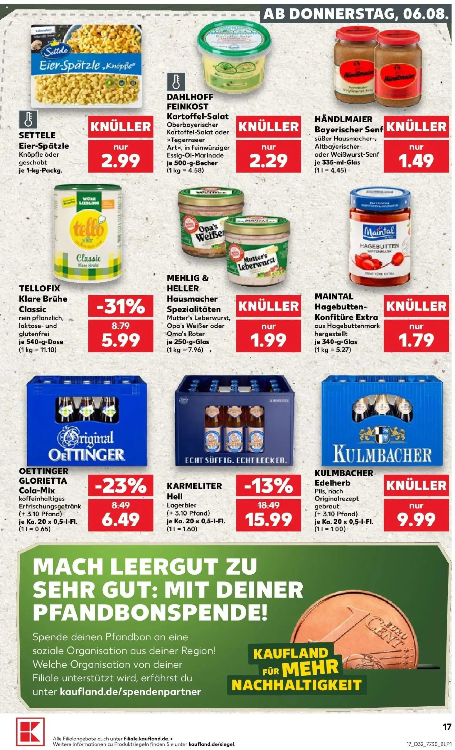 Prospekt Kaufland ab 06.08.2026 » Angebote Online zum Blättern | Seite: 17 | Produkte: Spezialitäten, Oettinger, Brühe