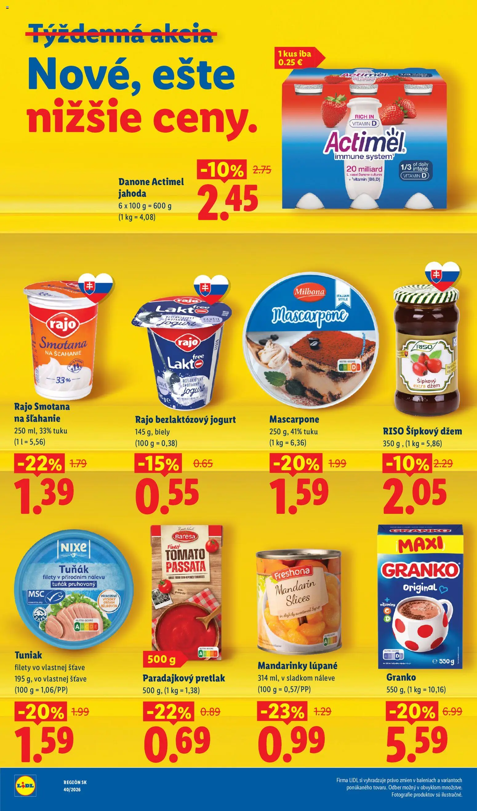 Nové Lidl akcie – leták je platný od 21.09.2026 | Strana: 6 | Produkty: Džem, Mandarinky, Granko, Smotana na šľahanie