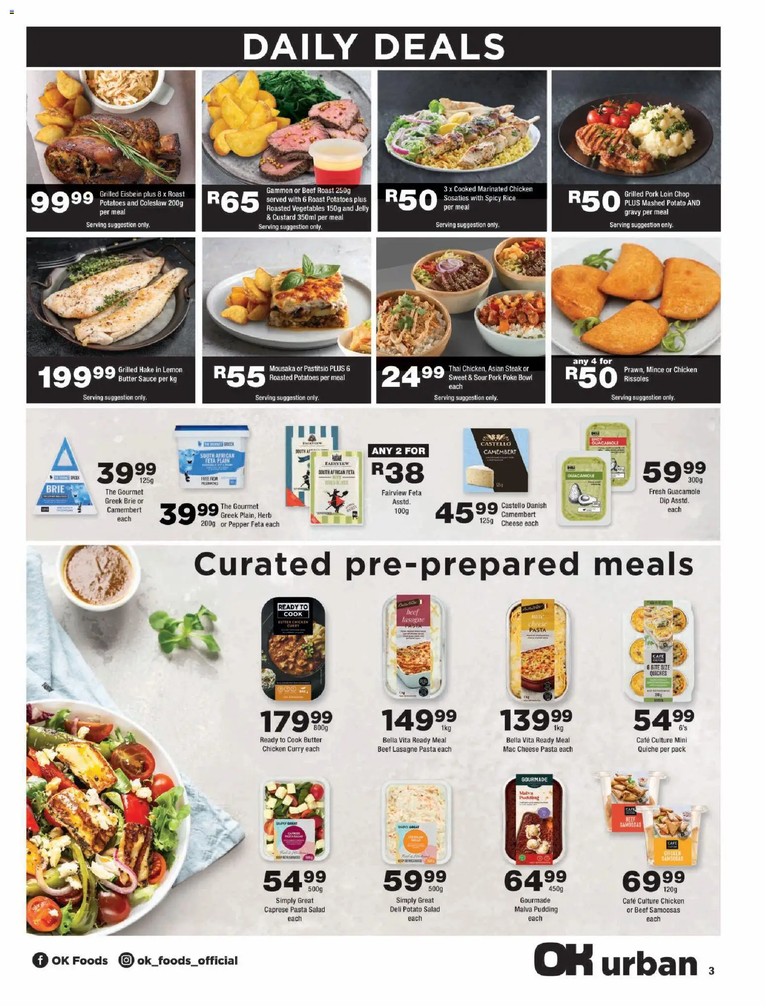 New OK Foods catalogue – valid from 23/09/2026 | Page: 3 | Products: Potato salad, Butter, Samoosas, Chicken