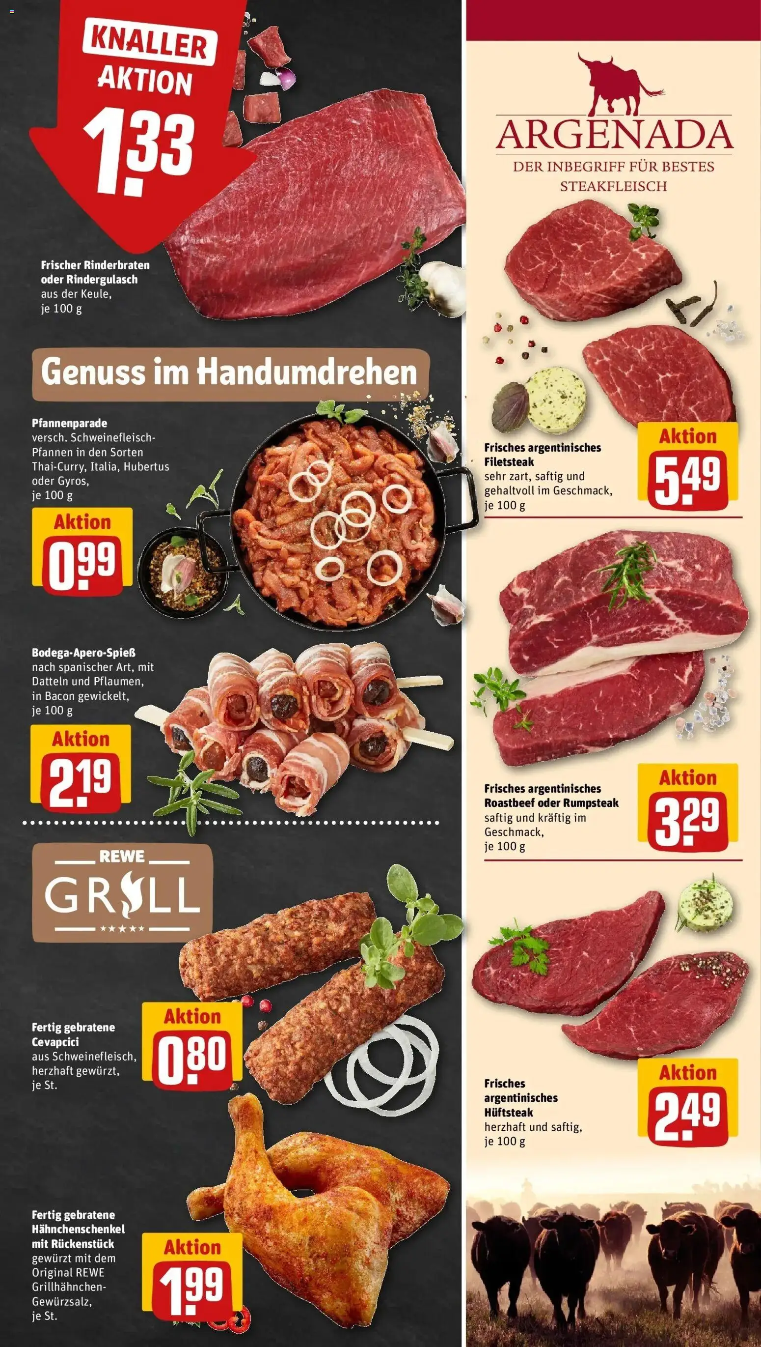 Rewe Prospekt Herne – gültig ab 08.06.2026 | Seite: 7 | Produkte: Rinderbraten, Rindergulasch, Cevapcici, Steak