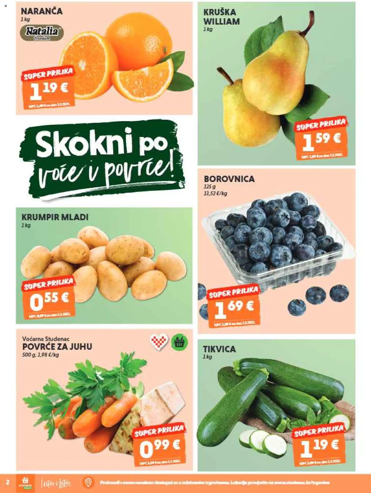 Studenac katalog | vrijedi od 13.05.2026 | Stranica: 2 | Proizvodi: Krumpir, Povrće, Borovnica, Kruška
