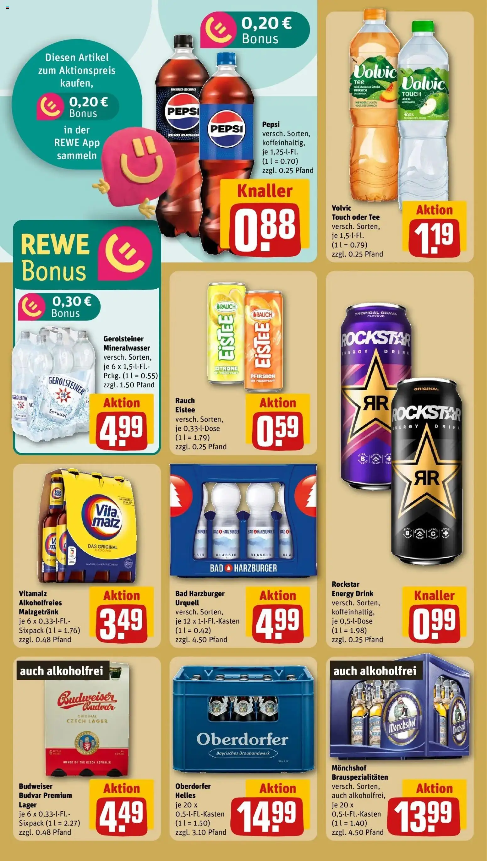 Rewe Prospekt Northeim – gültig ab 08.06.2026 | Seite: 20 | Produkte: Pfirsich, Pepsi, Tee, Volvic