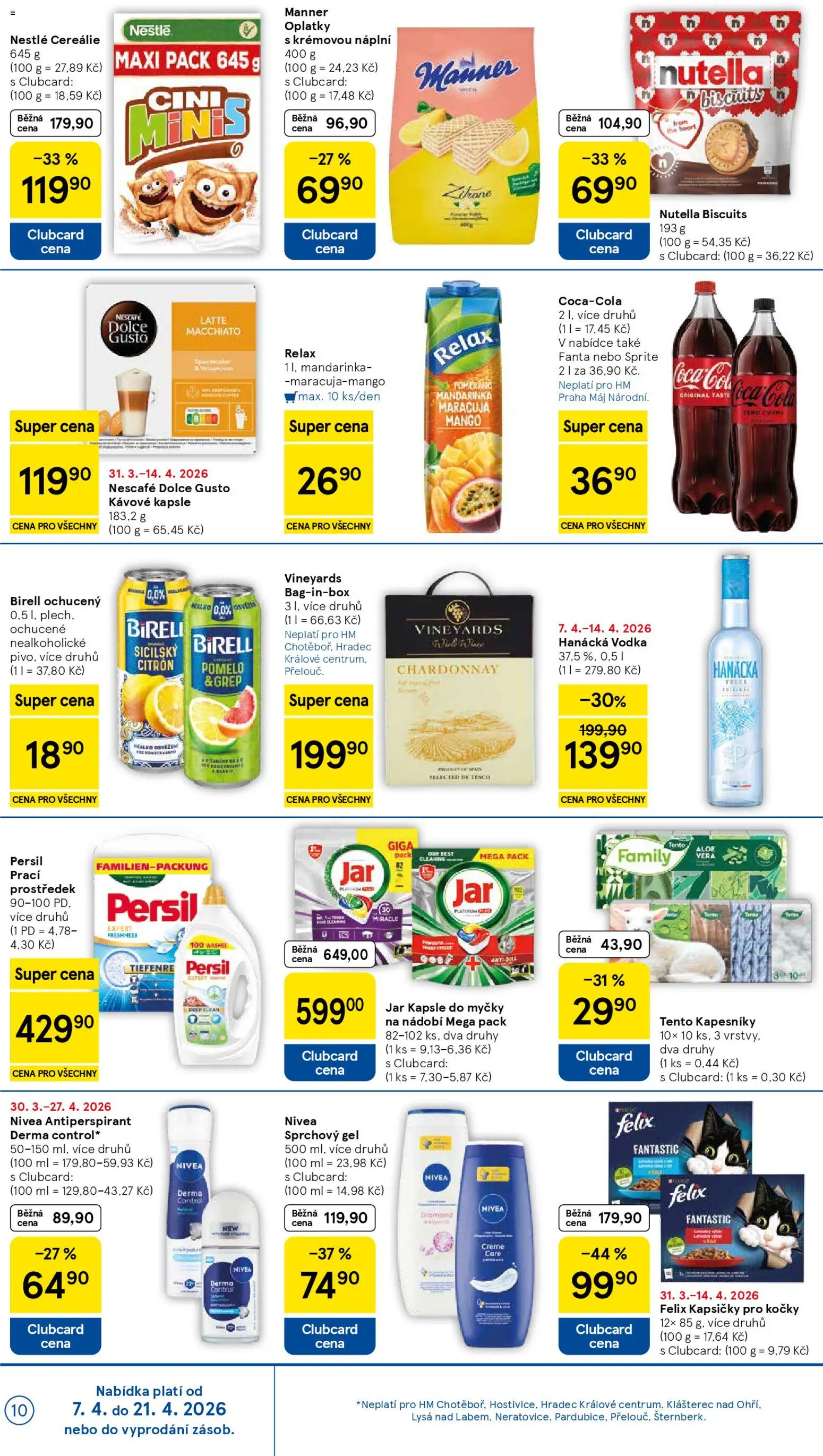Tesco leták - Hypermarket od 07.04.2026 | Strana: 10 | Produkty: Nivea, Nádobí, Sprite, Nutella