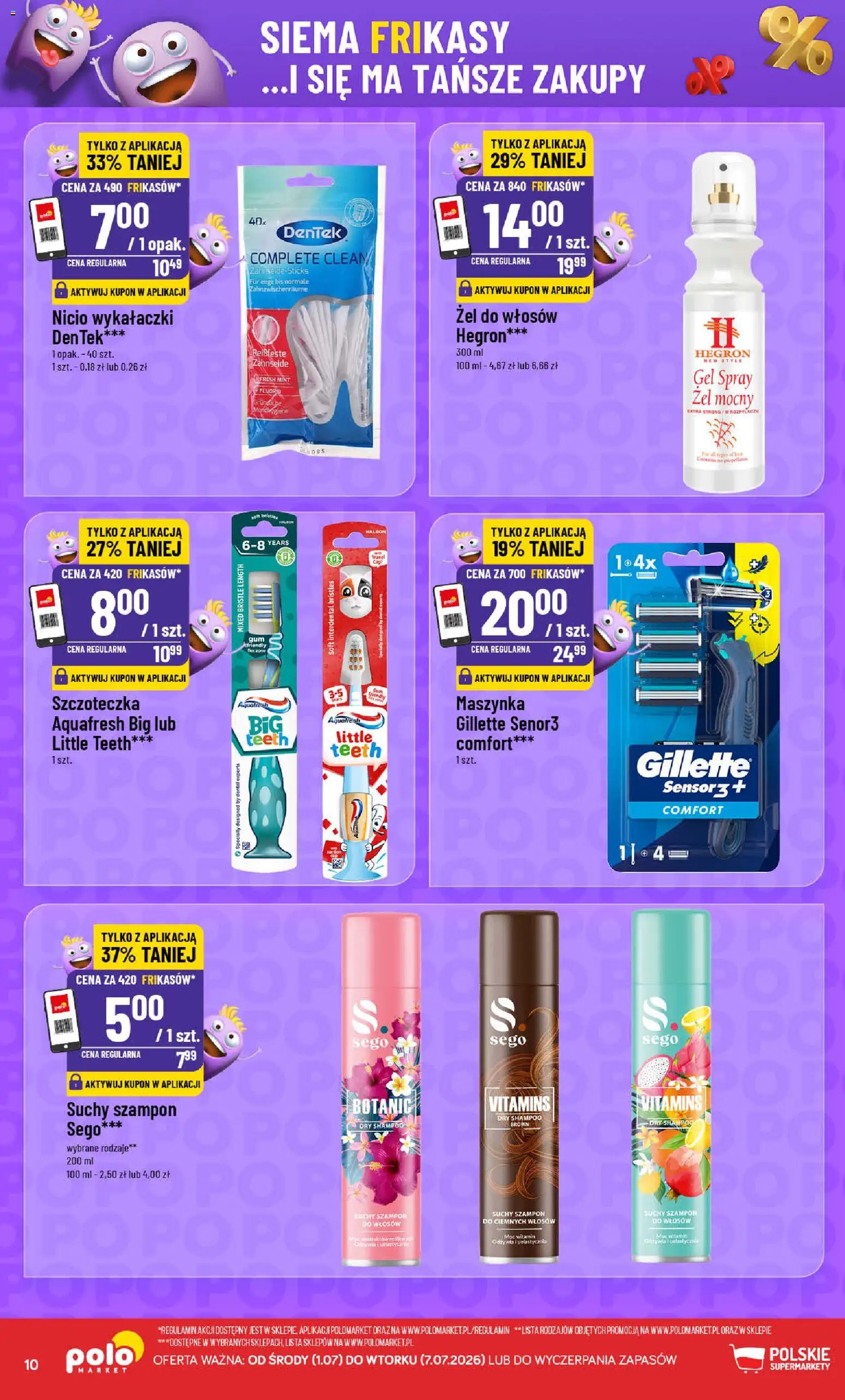POLOmarket gazetka - Frikasowe Hity od 01.07.2026 | Strona: 10 | Produkty: Gillette, Szampon, Suchy szampon