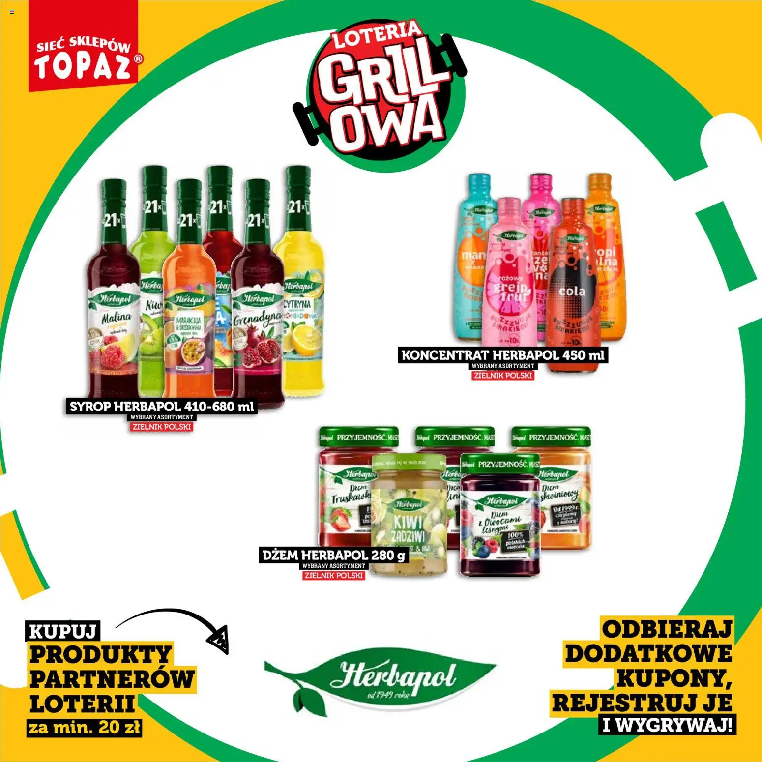 Topaz gazetka - Kupuj, Grilluj I Wygrywaj od 20.04.2026 | Strona: 24 | Produkty: Cytryna, Malina, Dżem, Kiwi