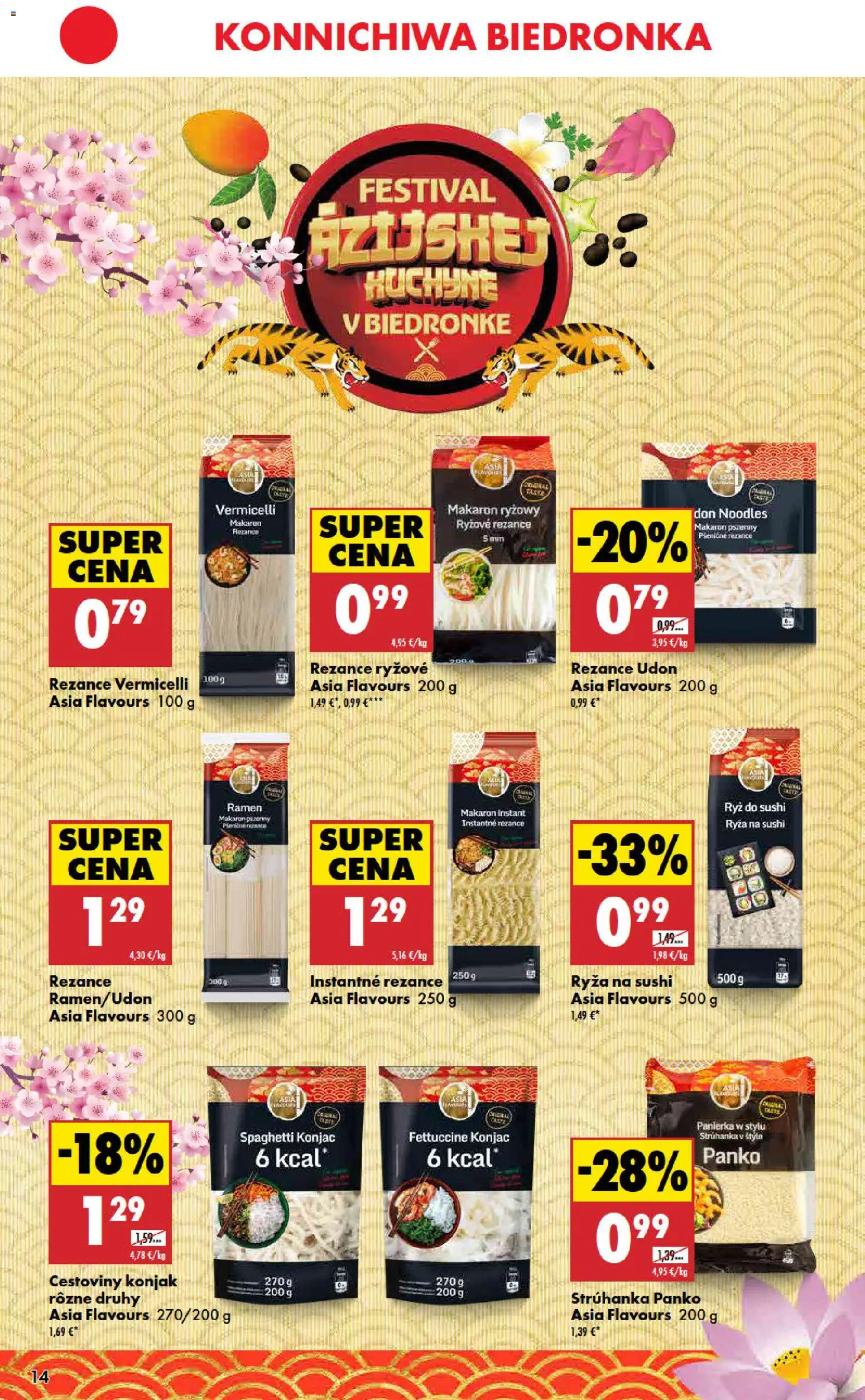 Nové Biedronka akcie – leták je platný od 09.07.2026 | Strana: 14 | Produkty: Ryža, Cestoviny, Rezance, Sushi