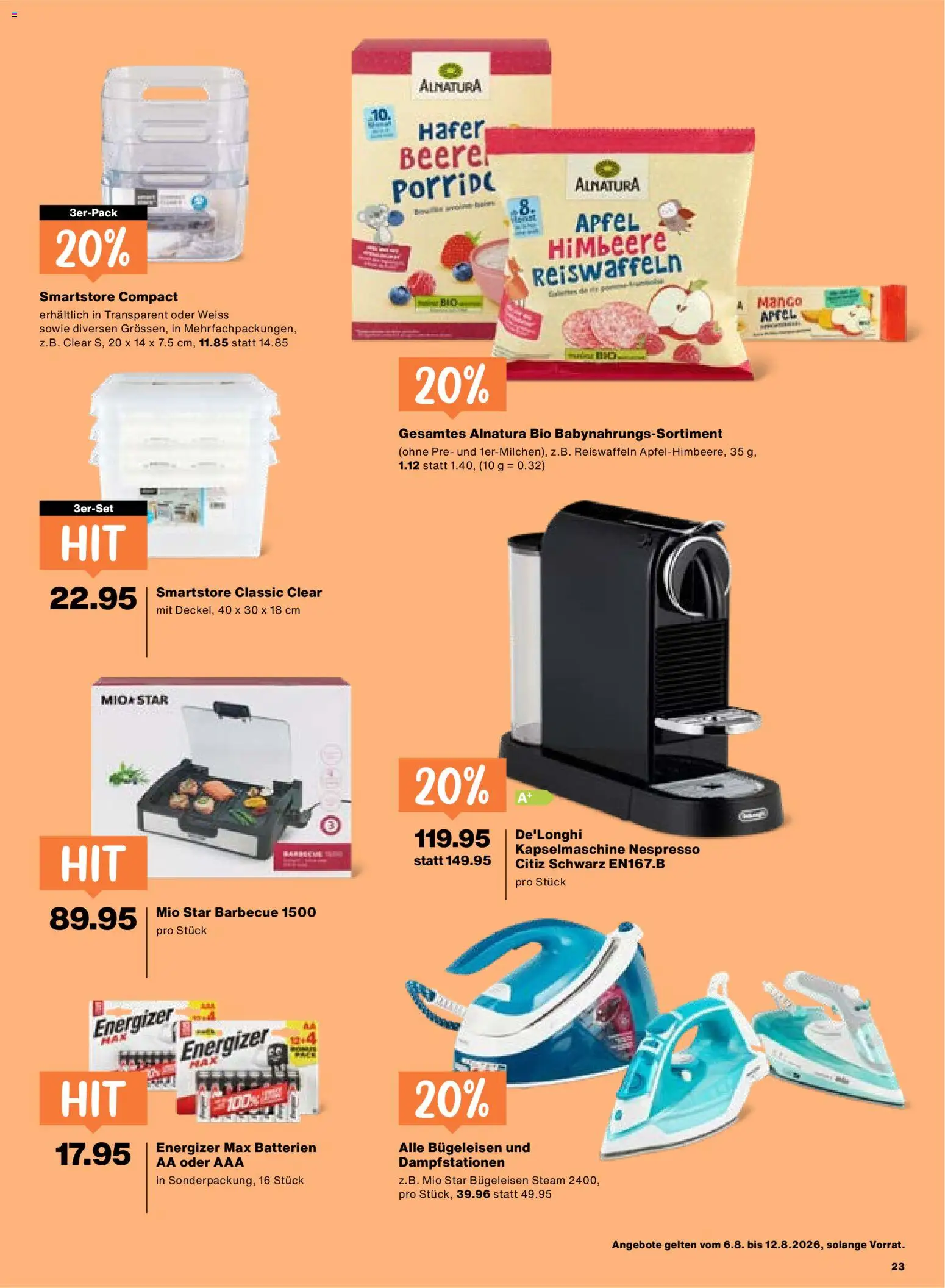 Migros aktionen – gültig ab 06.08.2026 | Seite: 23 | Produkte: Äpfel, Himbeere, Bügeleisen, Grill