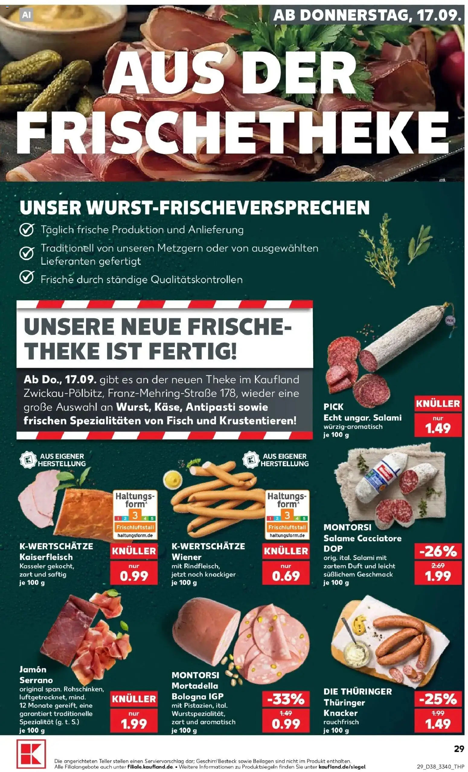 Prospekt Kaufland ab 17.09.2026 » Angebote Online zum Blättern | Seite: 29 | Produkte: Beilagen, Theke, Spezialitäten, Salami