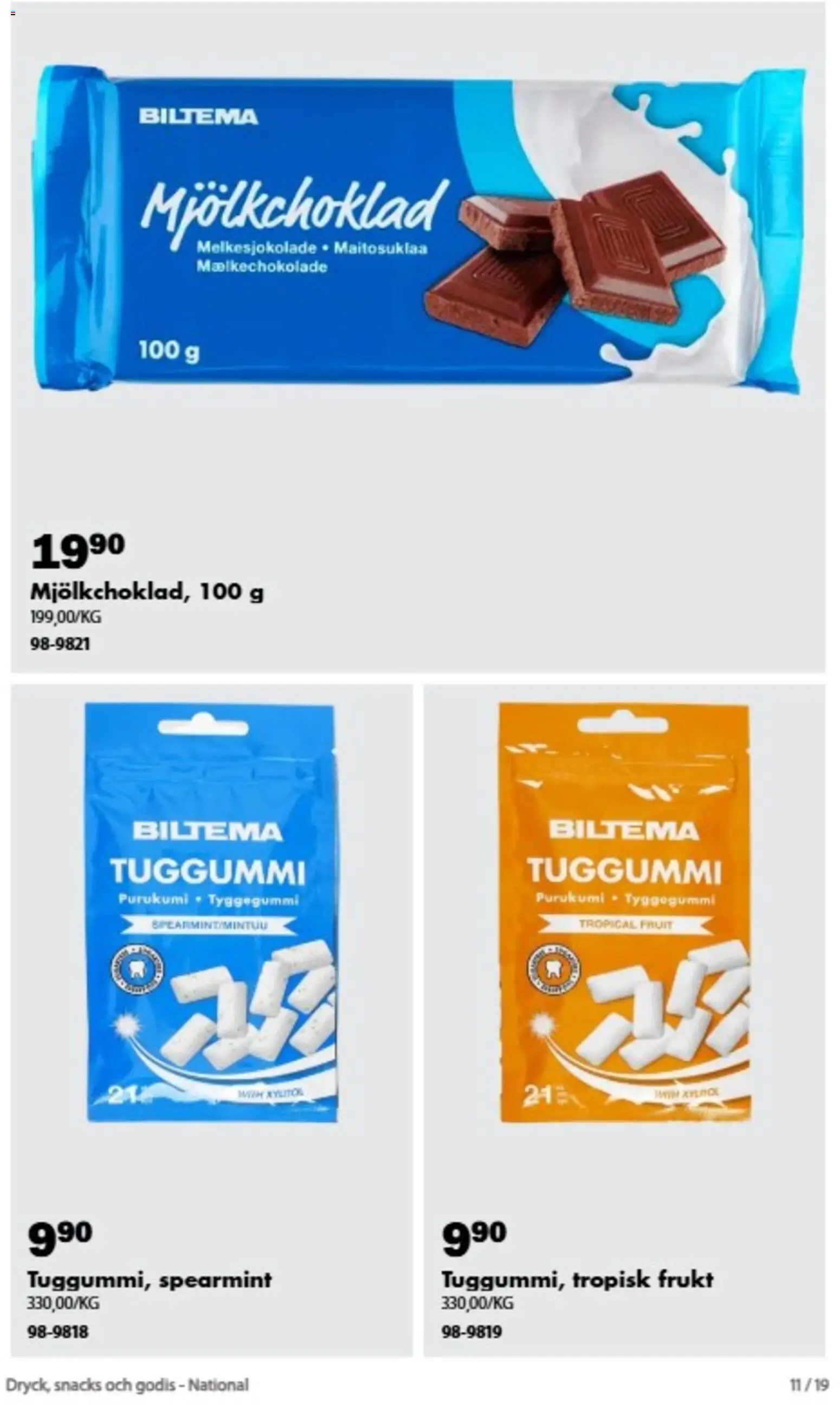 Biltema reklamblad aktuell från 21/08/2026 | Sida: 10 | Produkter: Frukt, Snacks, Godis, Tuggummi