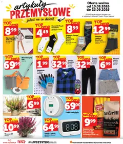 Pogląd oferty "Topaz gazetka" - ważna od 10.09.2026 | Strona: 46 | Produkty: Koszula, Skarpety, Bokserki, Budzik