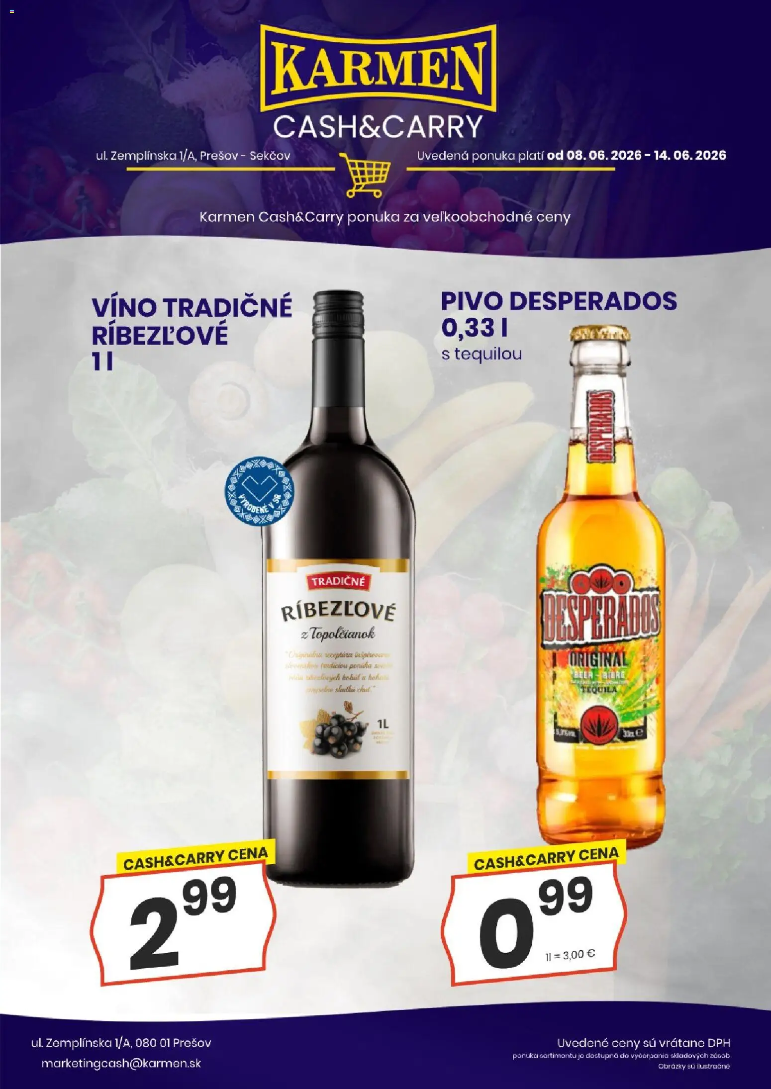 Nové KARMEN CBA akcie – leták je platný od 08.06.2026 | Strana: 4 | Produkty: Pivo, Víno, Desperados, Tequila