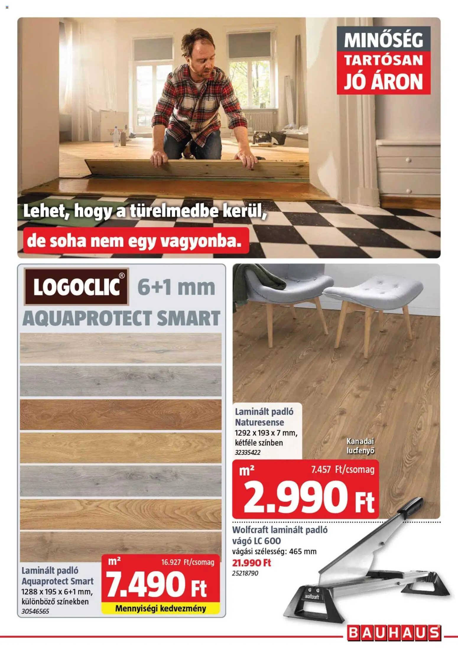 Bauhaus akciós ujság - amely érvényes a következő dátumtól: 04.06.2026 | Oldal: 21 | Termékek: Laminált padló, Vágó