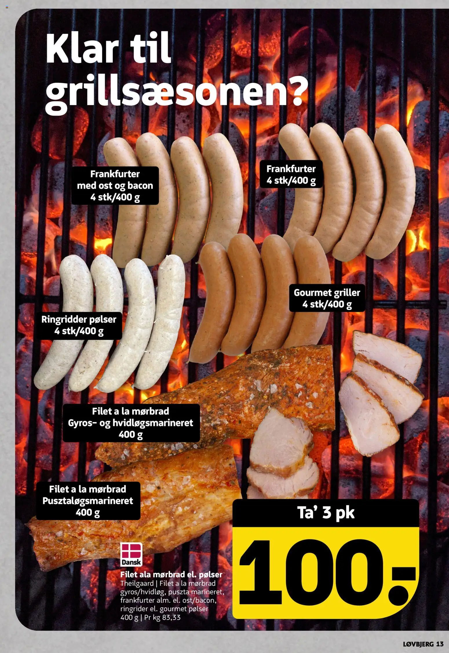Løvbjerg tilbudsavis – gyldig fra 08.05.2026 | Side: 13 | Produkter: Ost, Pølser, Bacon