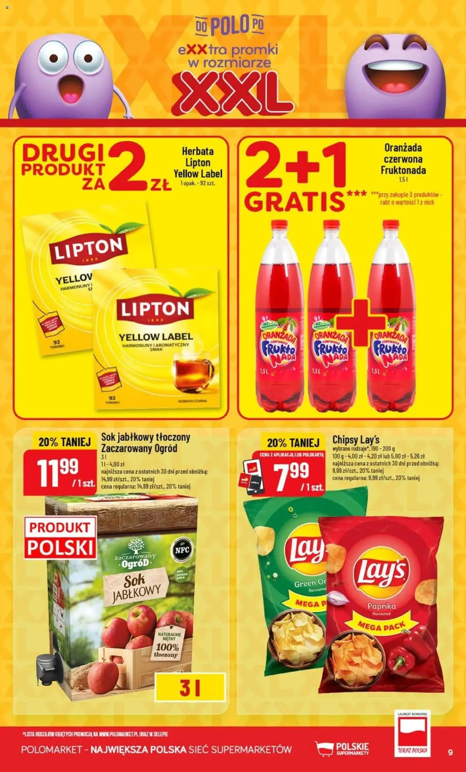 POLOmarket gazetka od 05.08.2026 | Strona: 9 | Produkty: Oranżada, Chipsy, Sok jabłkowy, Sok