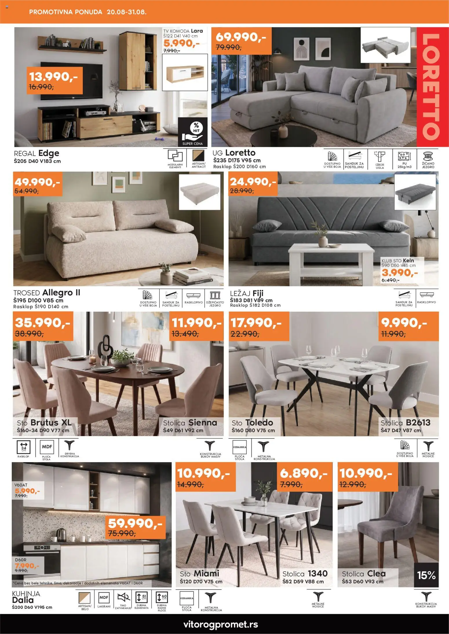 Vitorog katalog - važi od 20.08.2026 | Strana: 3 | Proizvode: Komoda, Sto, Kuhinja, Trosed