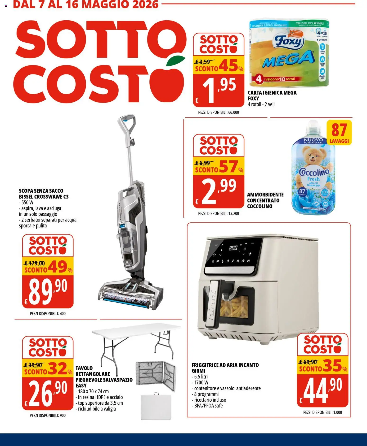 Volantino Tigros del 07.05.2026 | Pagina: 7 | Prodotti: Acqua, Valigia, Vassoio, Tavolo