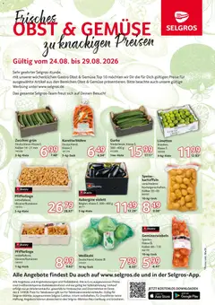 Selgros Obst & Gemüse ab 24.08.2026 gültig