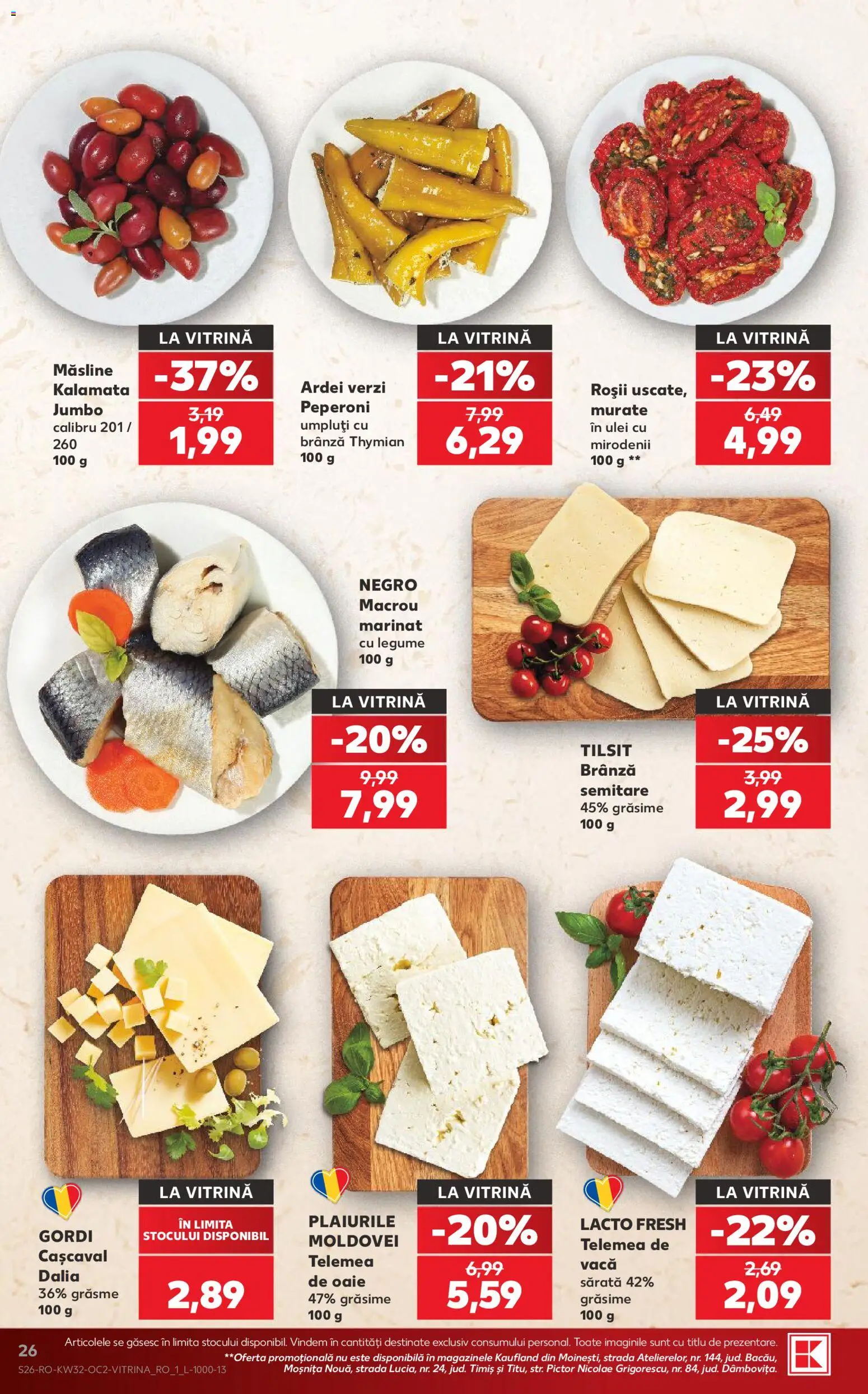Noul catalog Kaufland – valabil de la 05.08.2026 | Pagină: 26 | Produse: Vitrină, Măsline, Brânză, Roșii