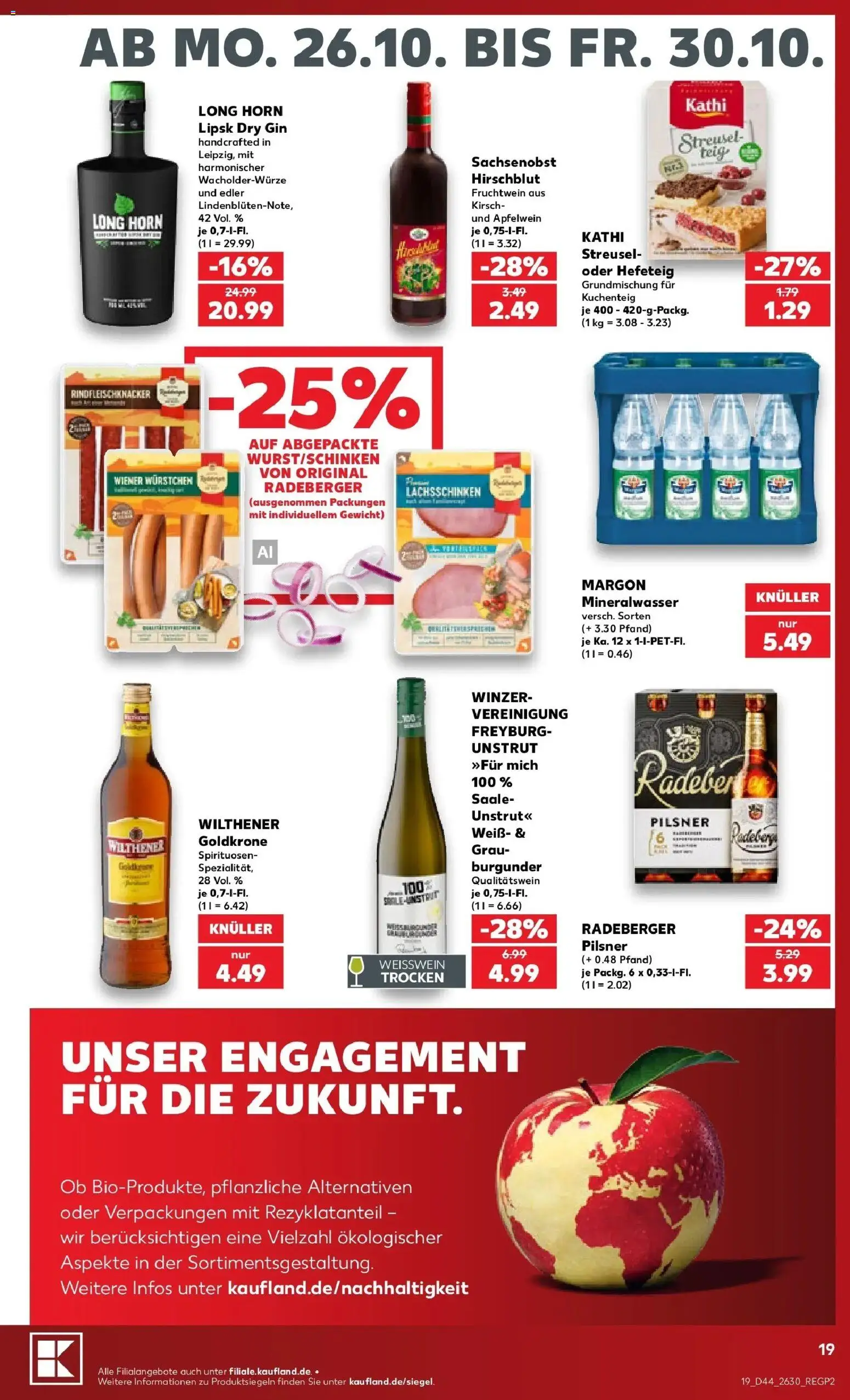 Prospekt Kaufland ab 26.10.2026 » Angebote Online zum Blättern | Seite: 19 | Produkte: Wiener wurstchen, Wilthener, Mineralwasser, Gin
