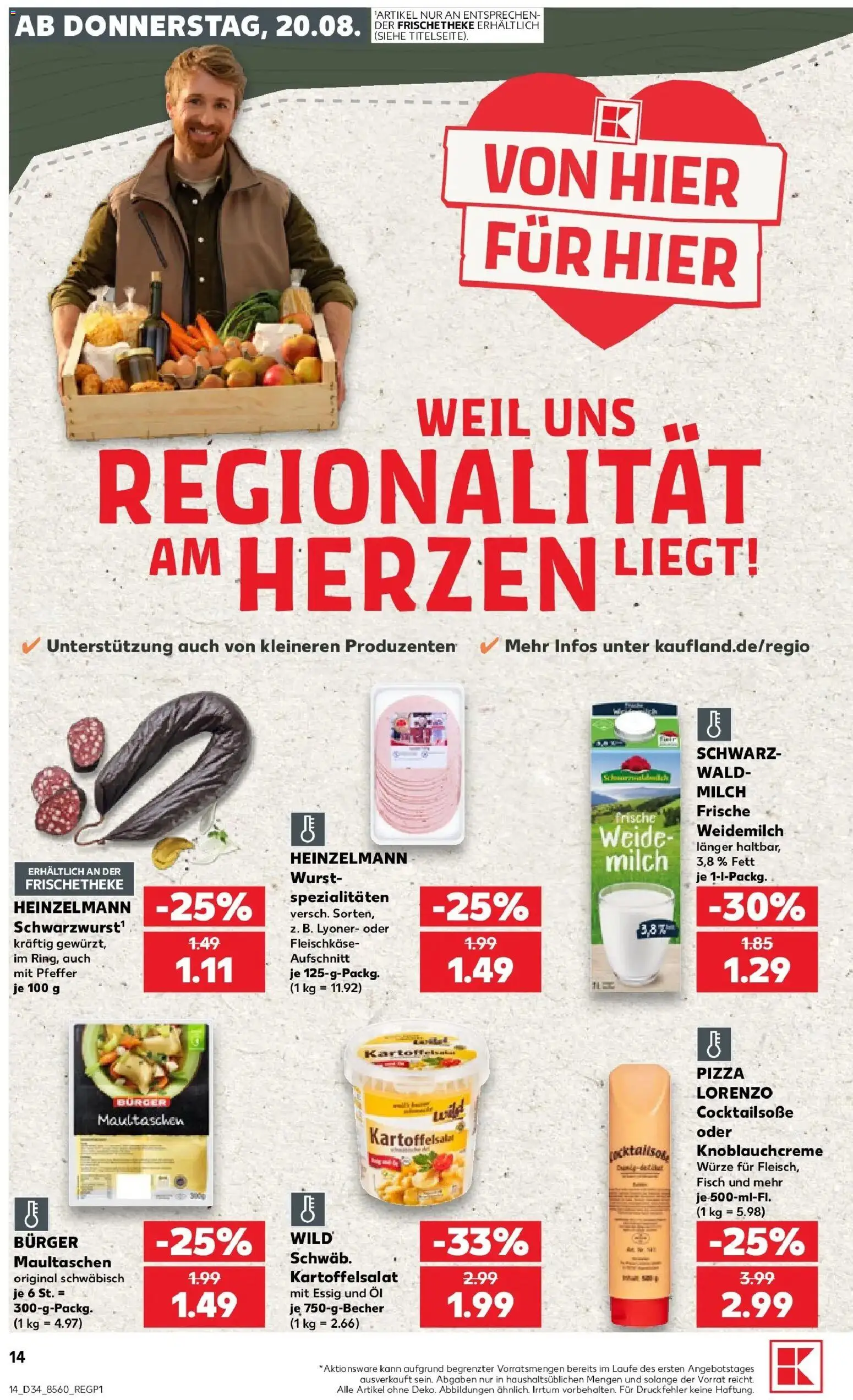 Prospekt Kaufland ab 20.08.2026 » Angebote Online zum Blättern | Seite: 14 | Produkte: Öl, Burger, Pizza, Maultaschen