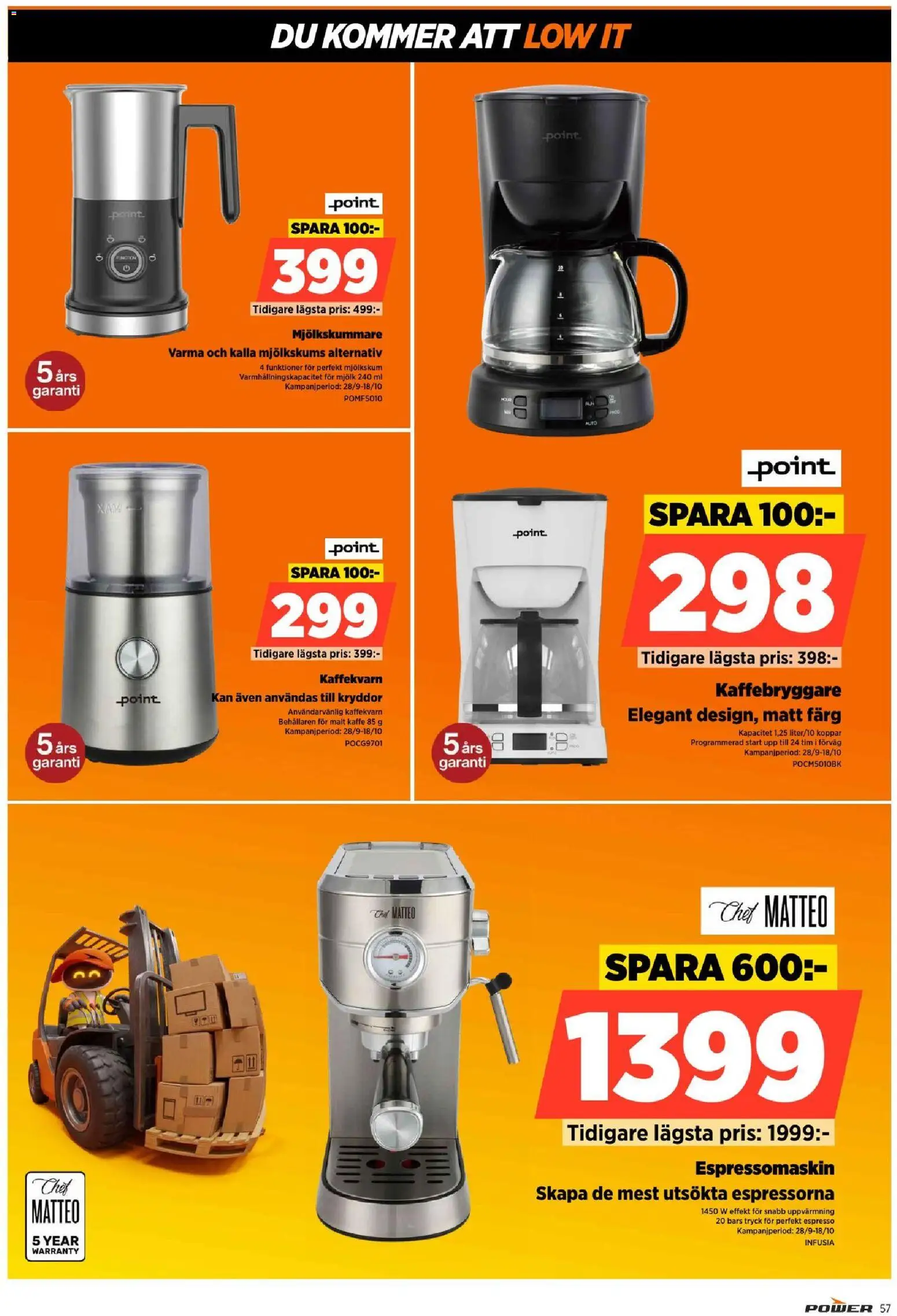 Power reklamblad aktuell från 12/10/2026 | Sida: 57 | Produkter: Malt kaffe, Kryddor, Mjölkskummare, Kaffe