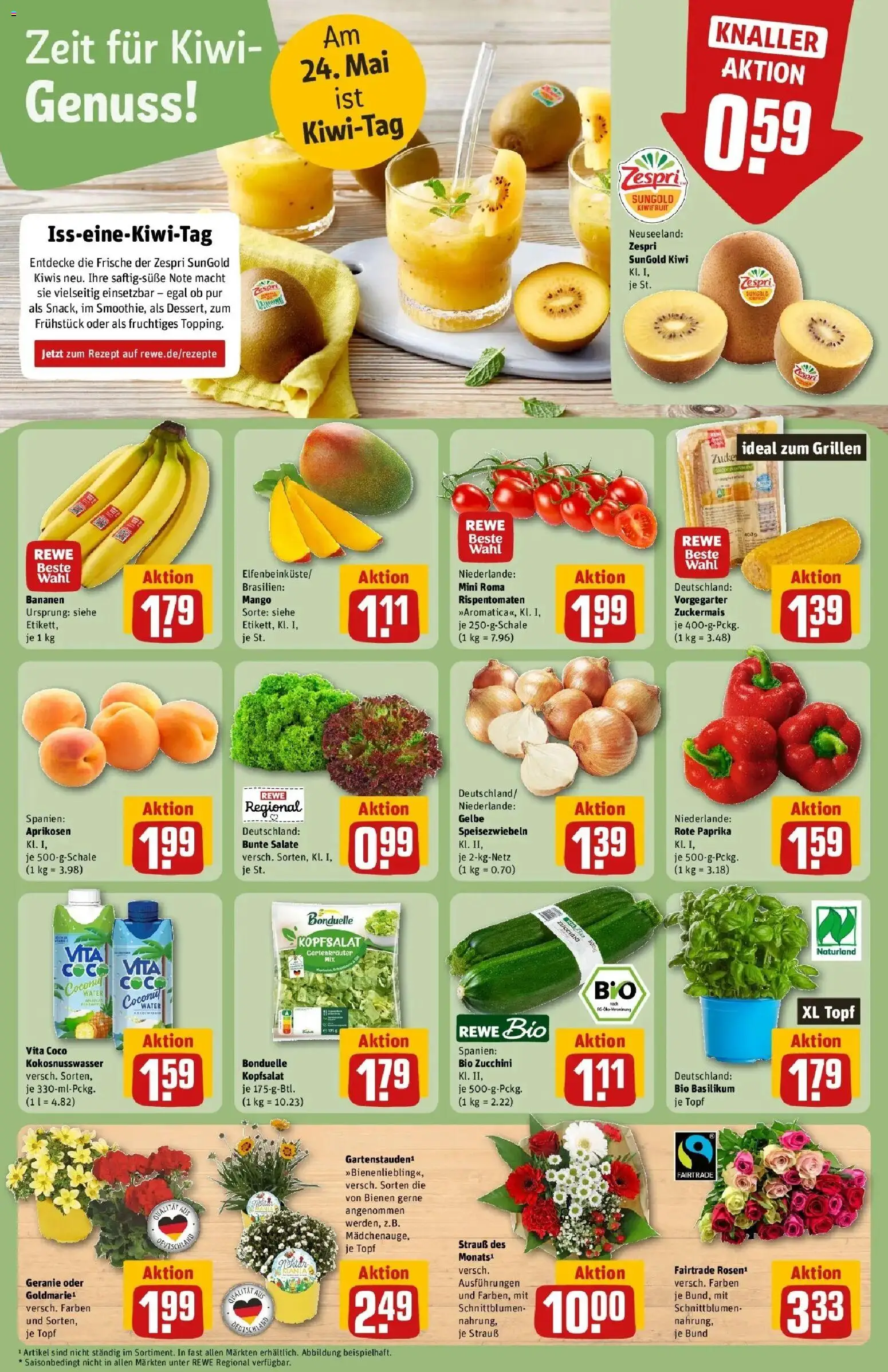 Rewe Prospekt Walzbachtal – gültig ab 17.05.2026 | Seite: 14 | Produkte: Bananen, Paprika, Mango, Kiwi