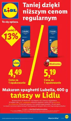 Pogląd oferty "Makaron spaghetti Lubella, 400 g, Makaron spaghetti Lubella, 400 g" - ważna od 22.10.2026 | Strona: 23