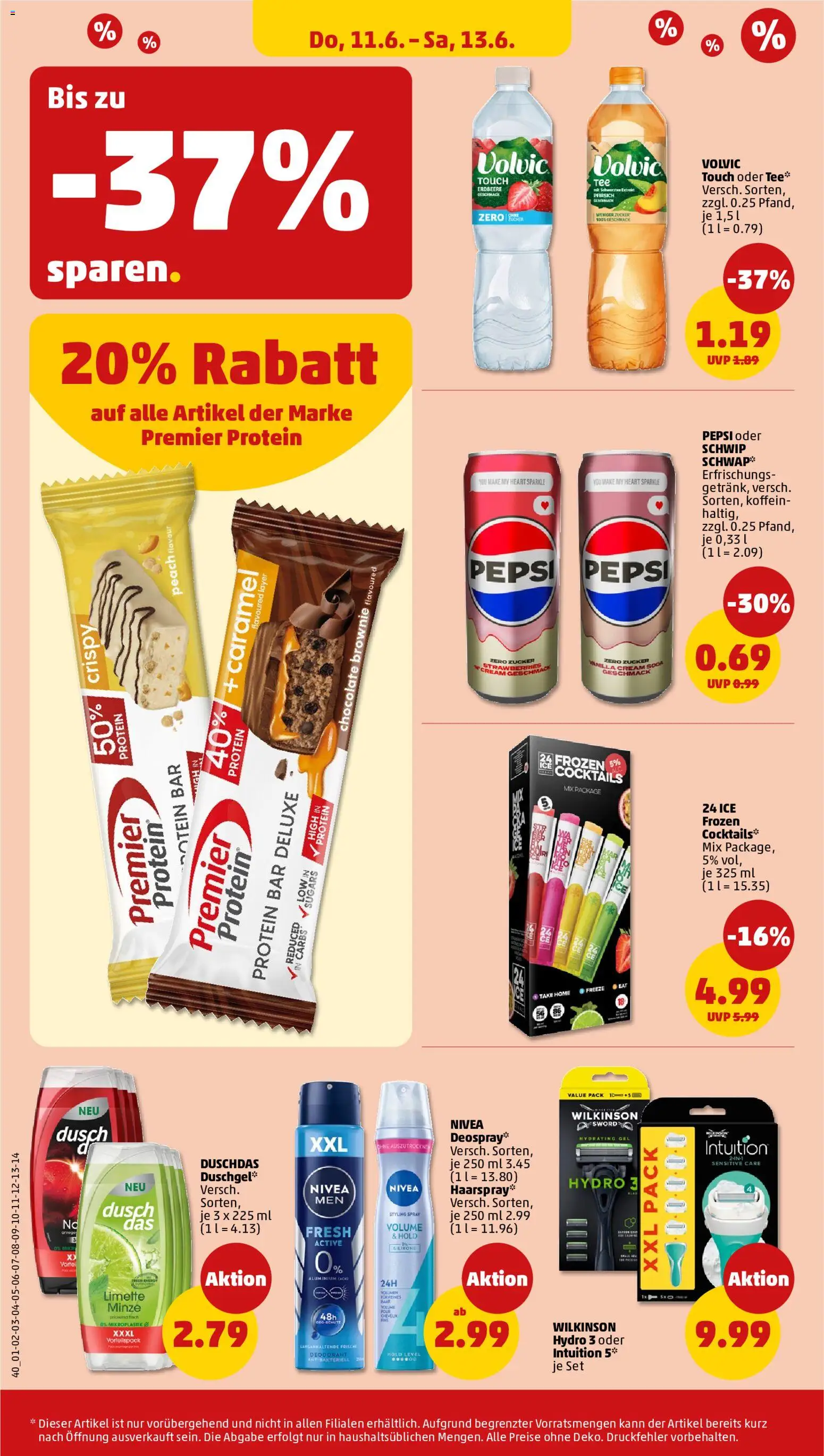 Penny Prospekt – gültig ab 08.06.2026 | Seite: 42 | Produkte: Volvic touch, Zucker, Deospray, Limette