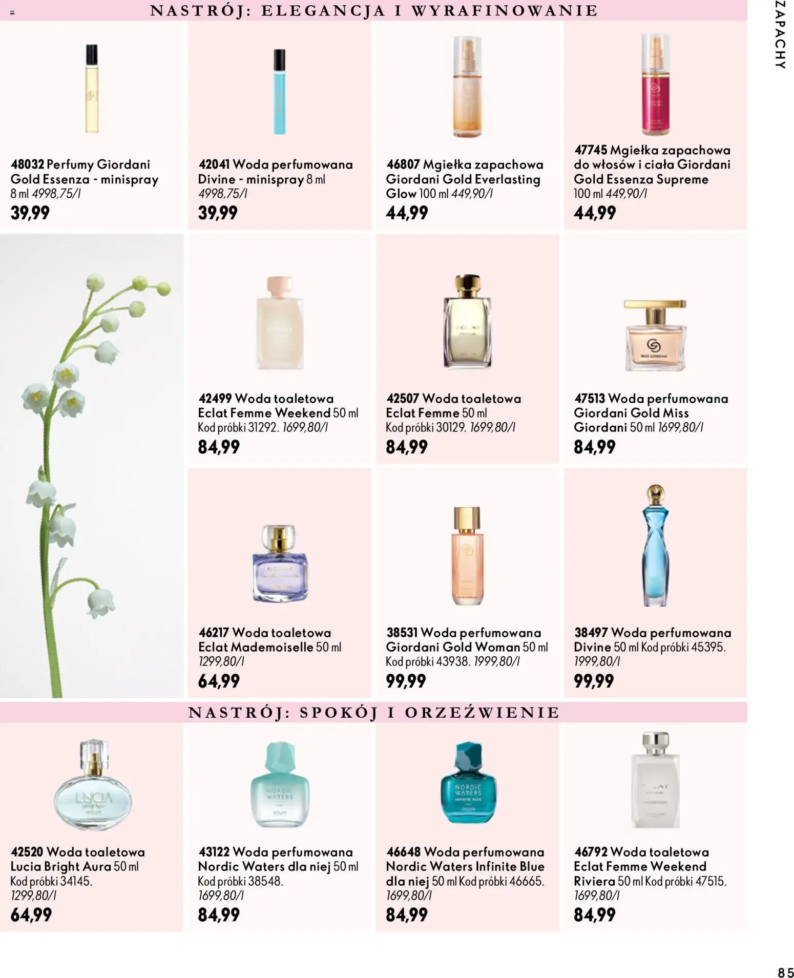 Oriflame Katalog 14 2026 od 30.09.2026 | Strona: 85 | Produkty: Mgiełka zapachowa, Perfumy, Woda toaletowa, Woda