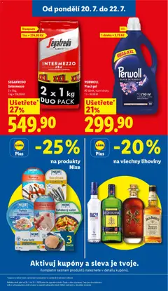 Náhled letáku Lidl leták od 20.07.2026 | Strana: 3 | Produkty: Vodka, Lihoviny, Segafredo, Protein