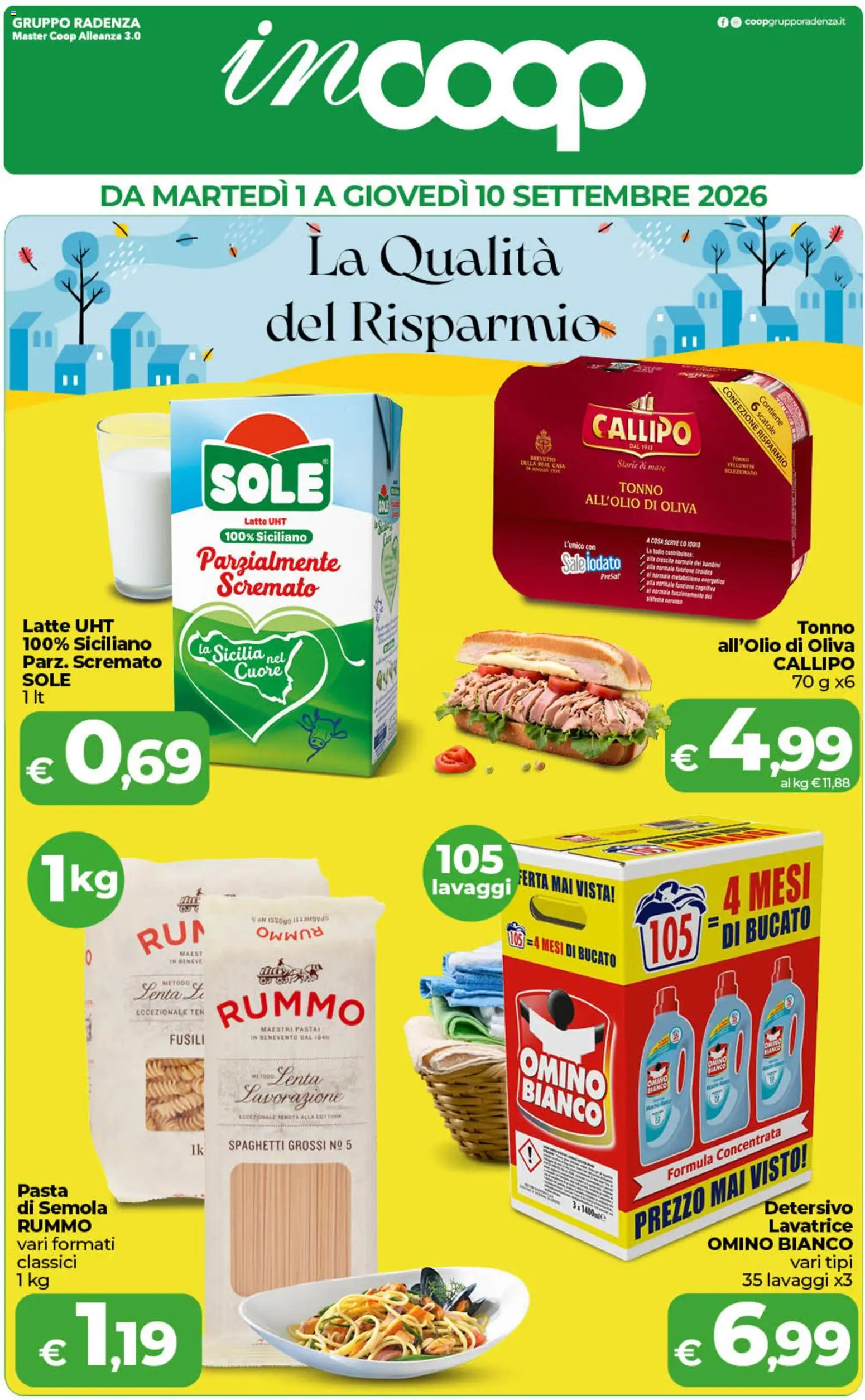 Volantino COOP del 01/09/2026 | Pagina: 1 | Prodotti: Sale, Pasta, Semola, Spaghetti