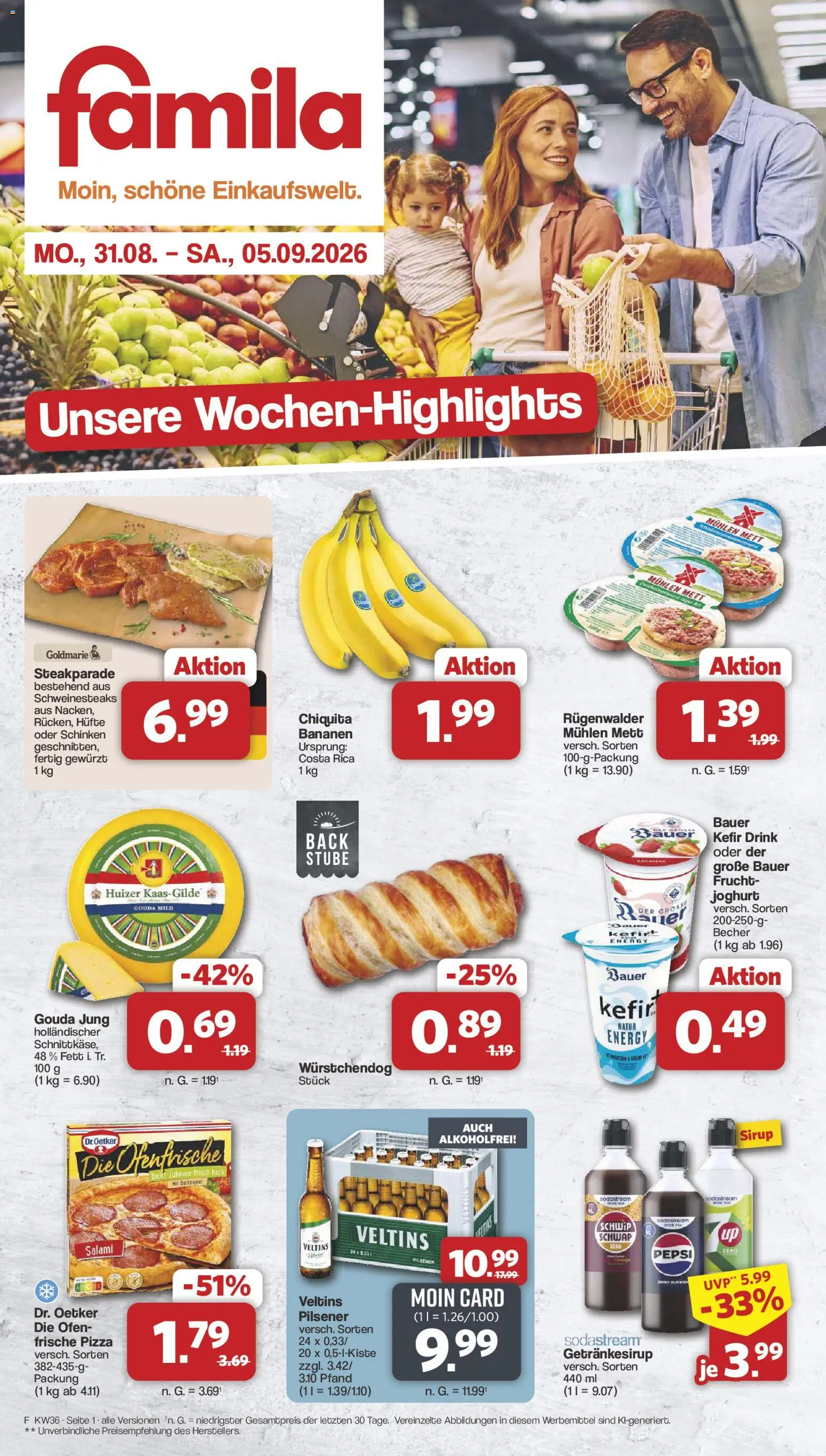 Famila Nordwest Prospekt – gültig ab 31.08.2026 | Seite: 1 | Produkte: Ofen, Energy, Joghurt, Gouda